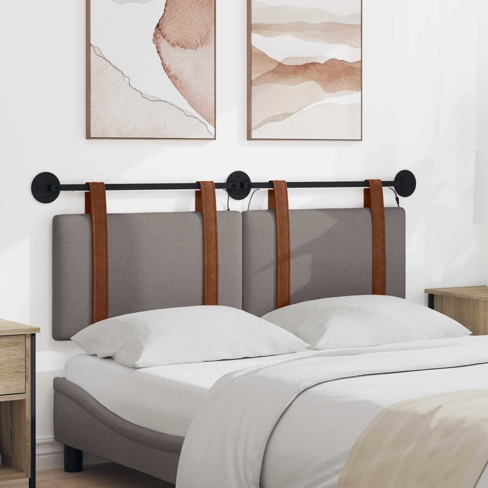 Tête de lit suspendue Avec lumière LED Taupe PU antique - XIOS