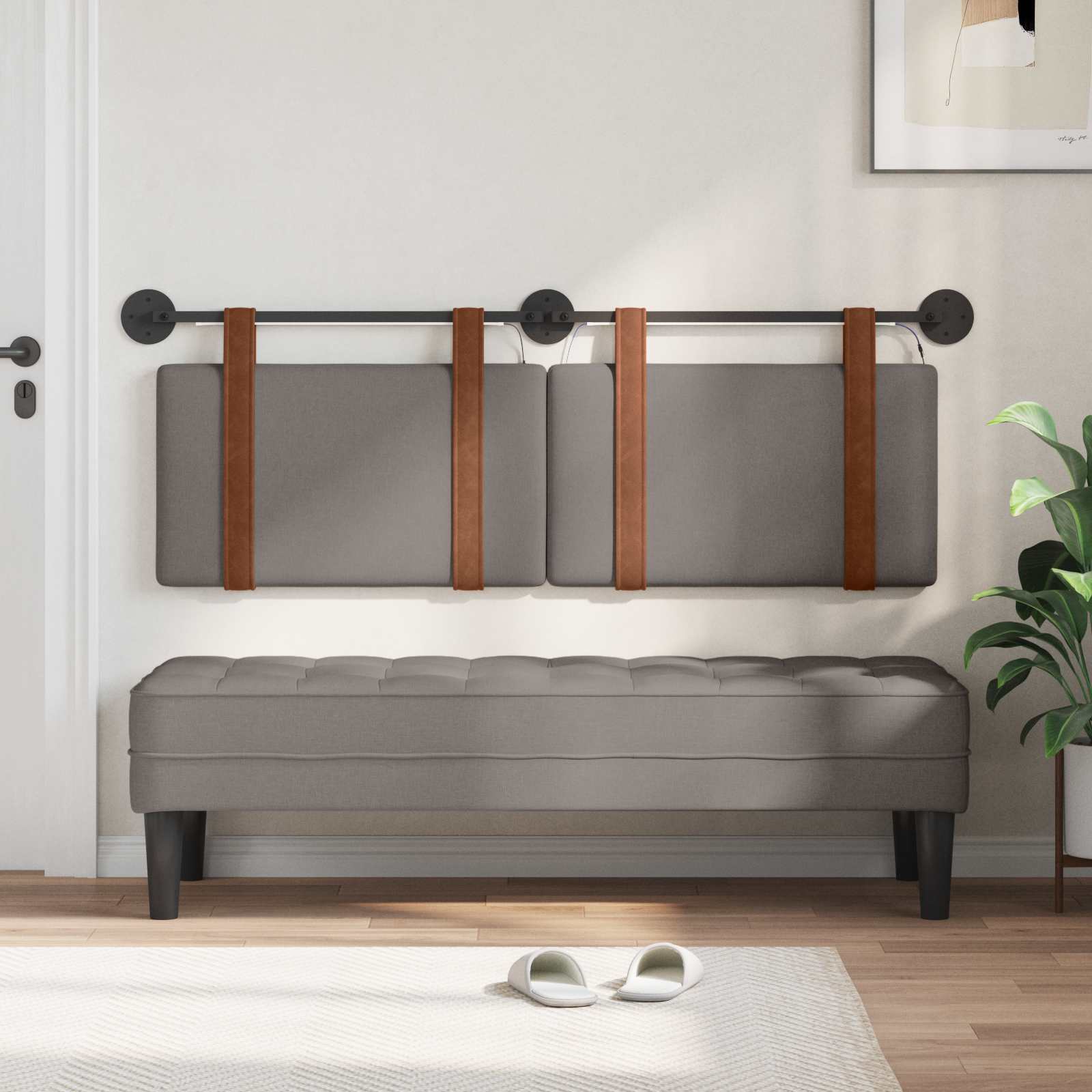 Tête de lit suspendue Avec lumière LED Taupe PU antique - XIOS