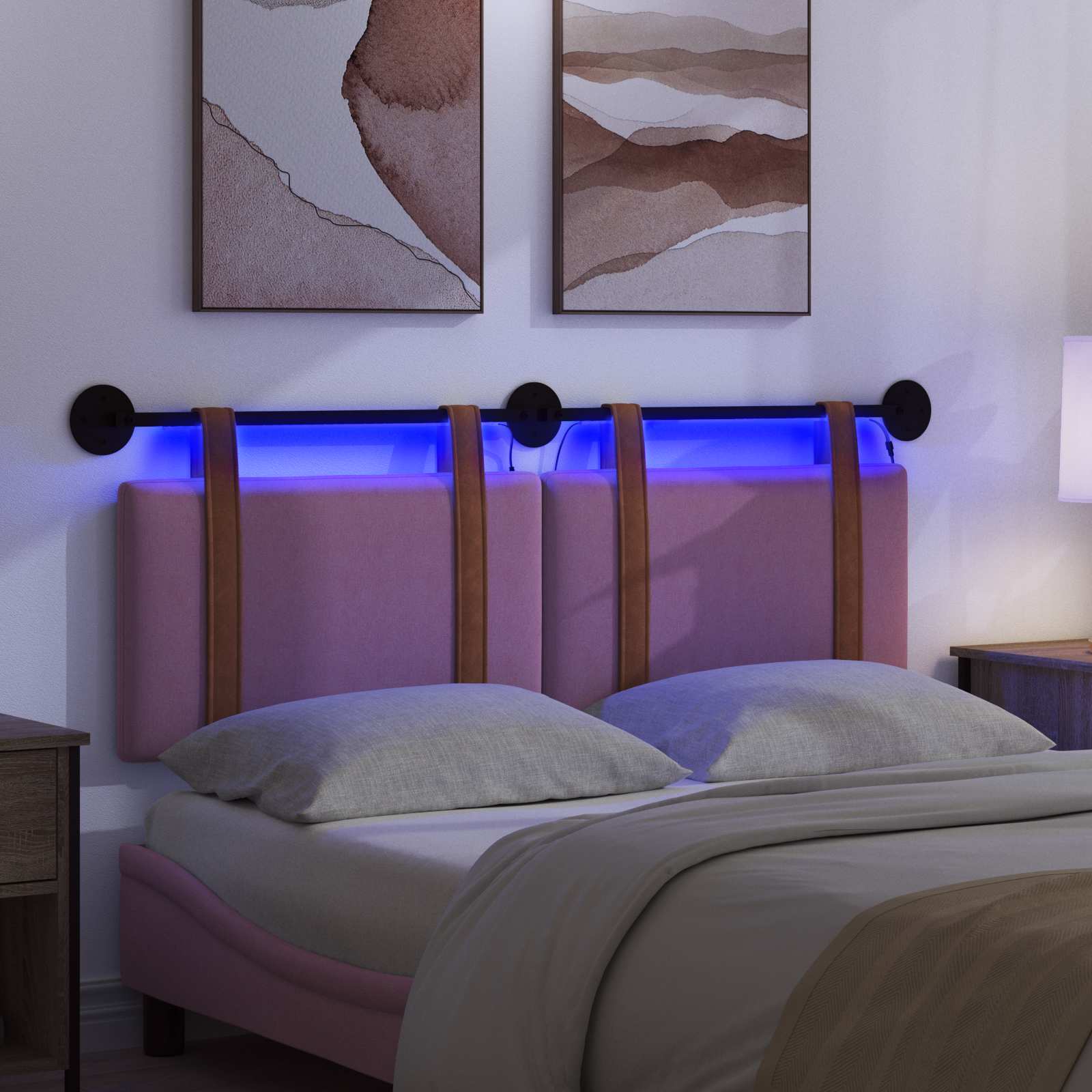 Tête de lit suspendue Avec lumière LED Rose PU antique - XIOS