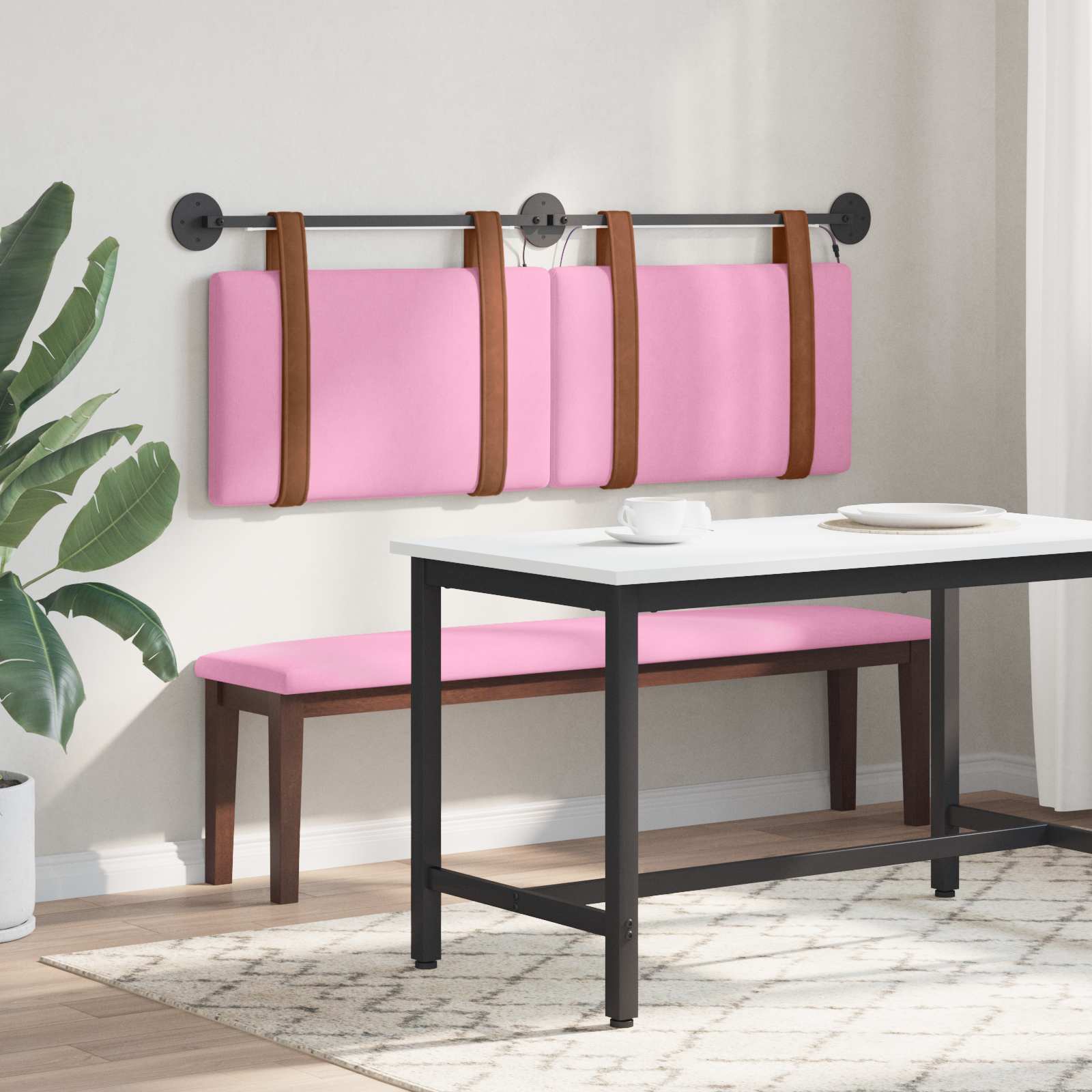Tête de lit suspendue Avec lumière LED Rose PU antique - XIOS