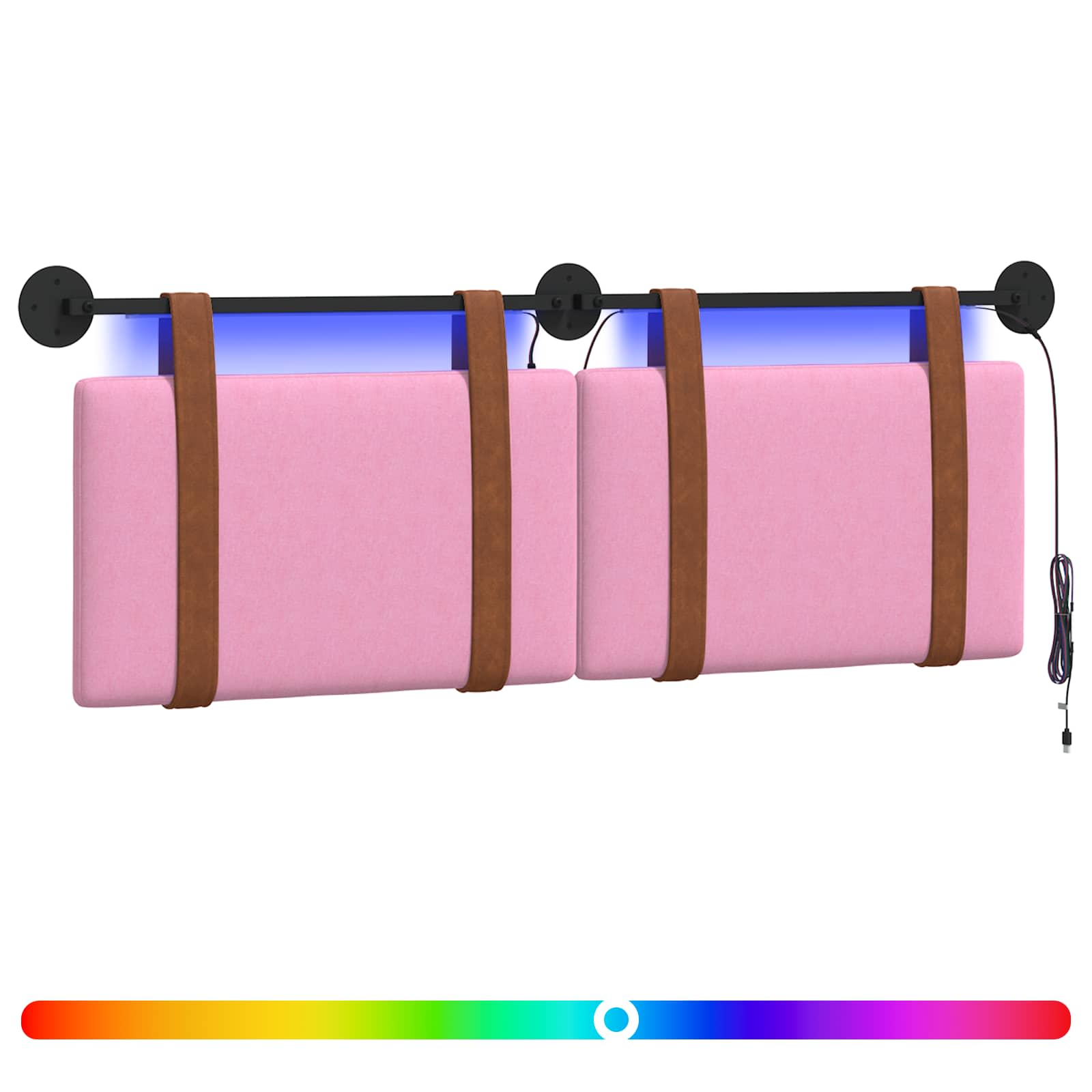 Tête de lit suspendue Avec lumière LED Rose PU antique - XIOS