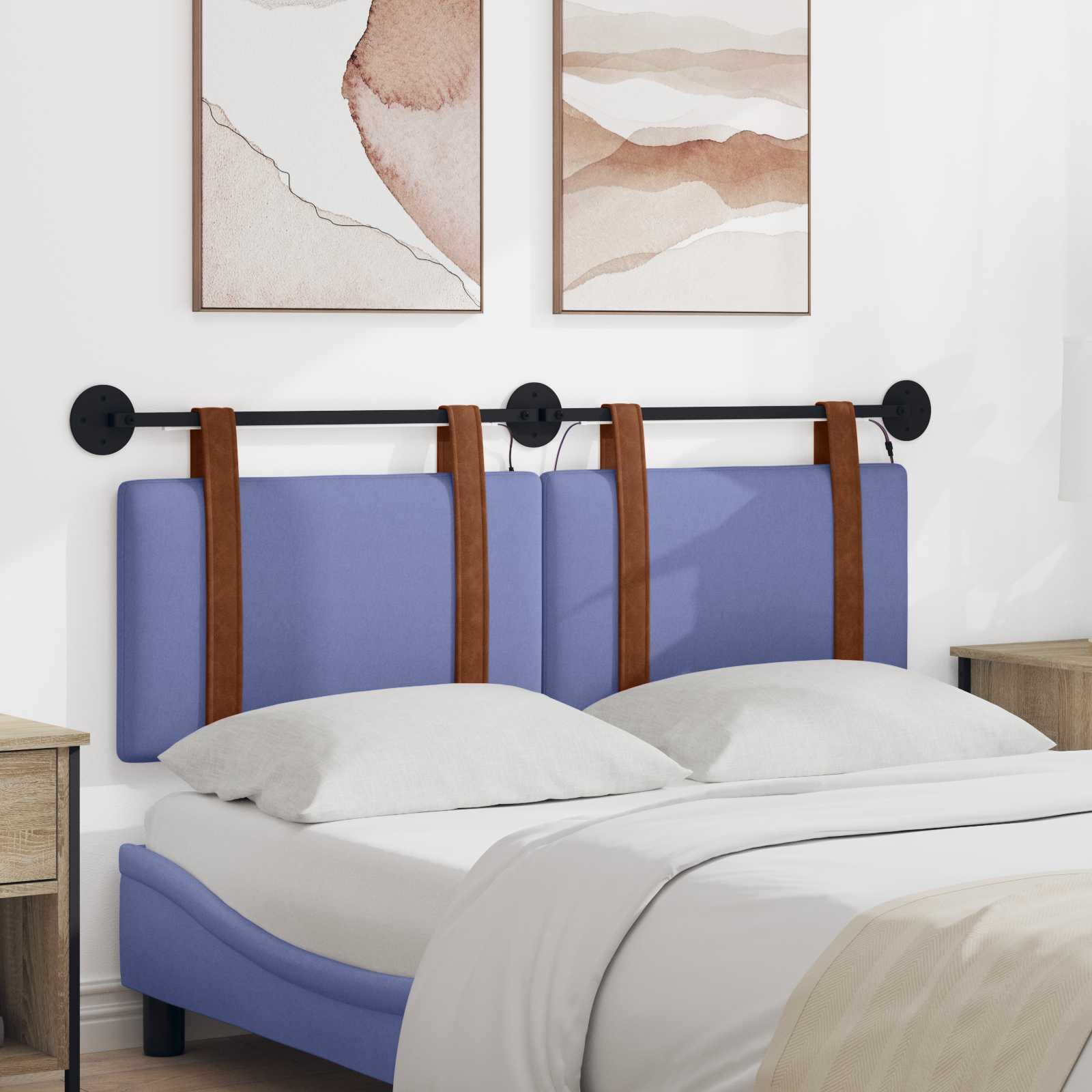 Tête de lit suspendue Avec lumière LED Bleu denim PU antique - XIOS