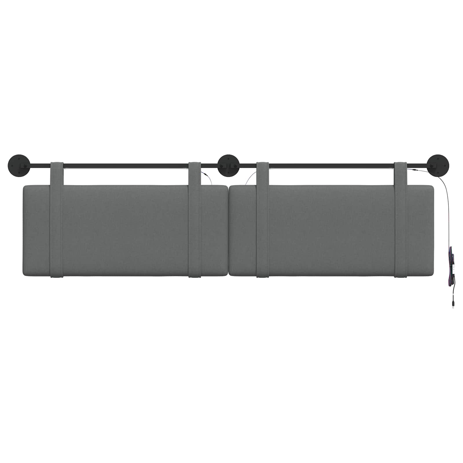 Tête de lit suspendue Avec lumière LED Gris foncé Tissu - XIOS
