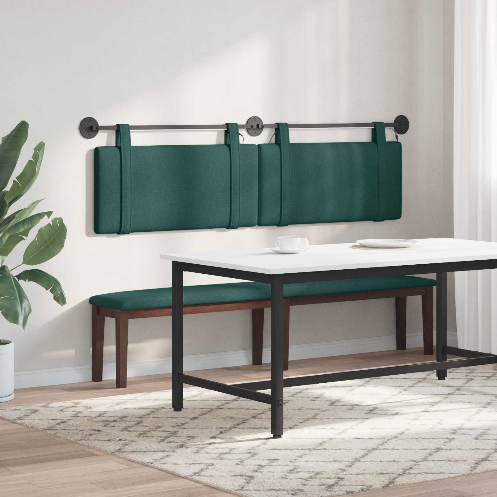 Tête de lit suspendue Avec lumière LED Vert foncé Tissu - XIOS