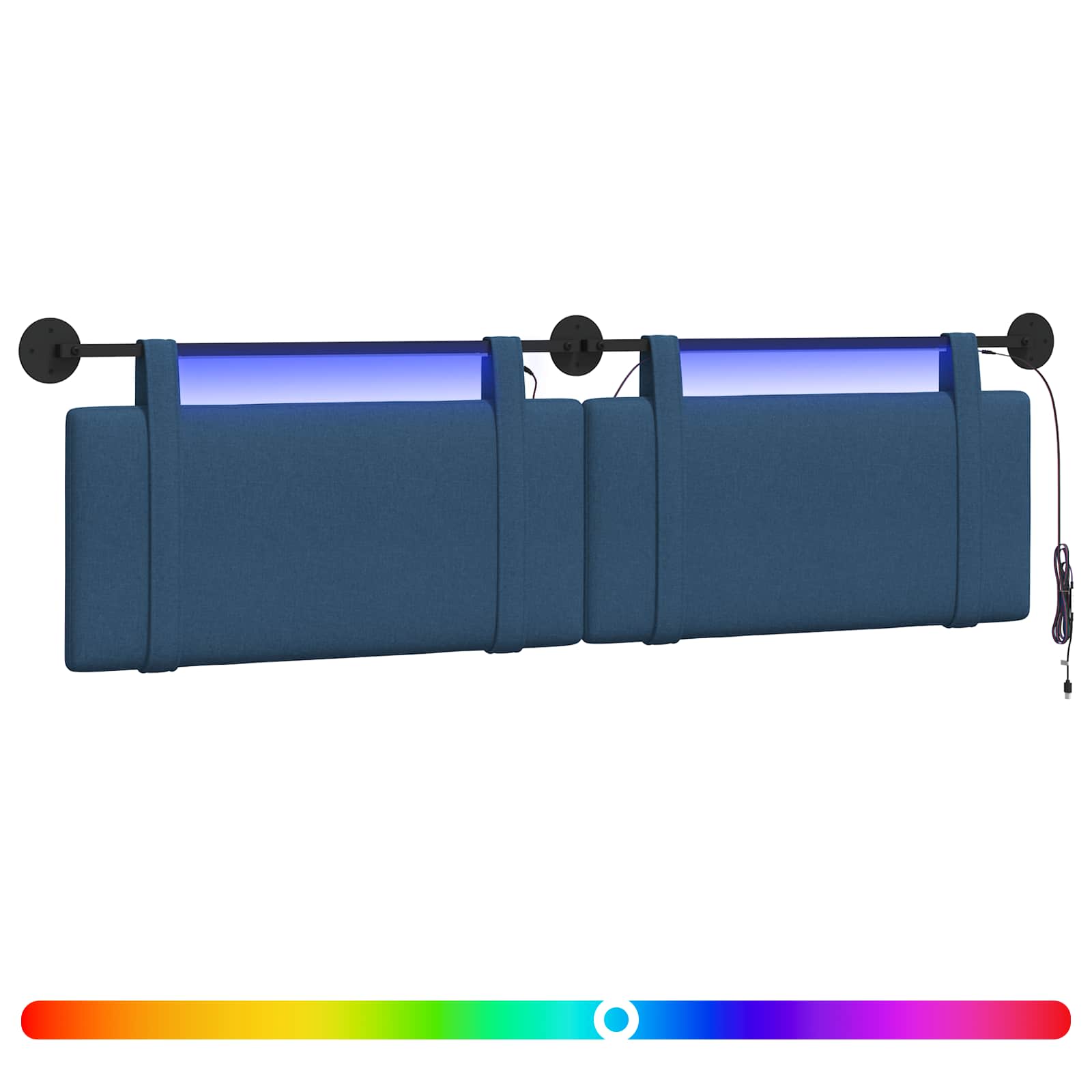 Tête de lit suspendue Avec lumière LED Bleu Tissu - XIOS