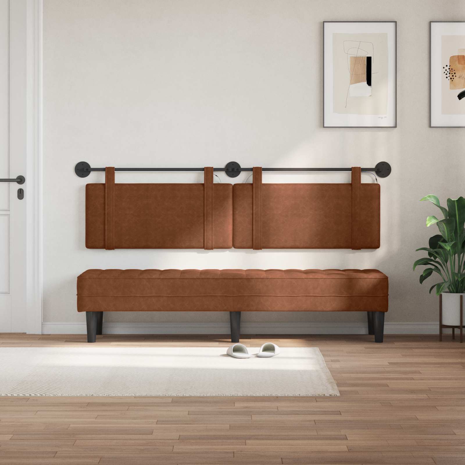 Tête de lit suspendue Avec lumière LED Marron PU antique - XIOS