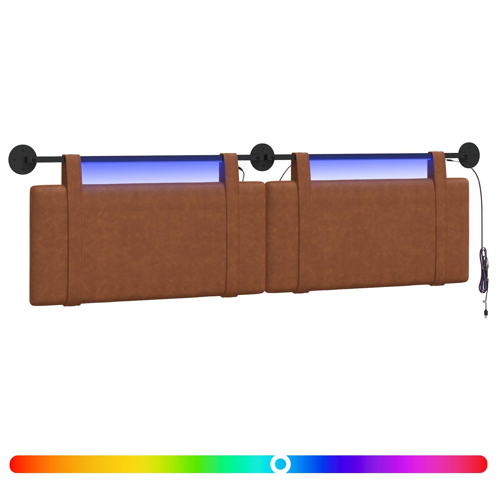 Tête de lit suspendue Avec lumière LED Marron PU antique - XIOS