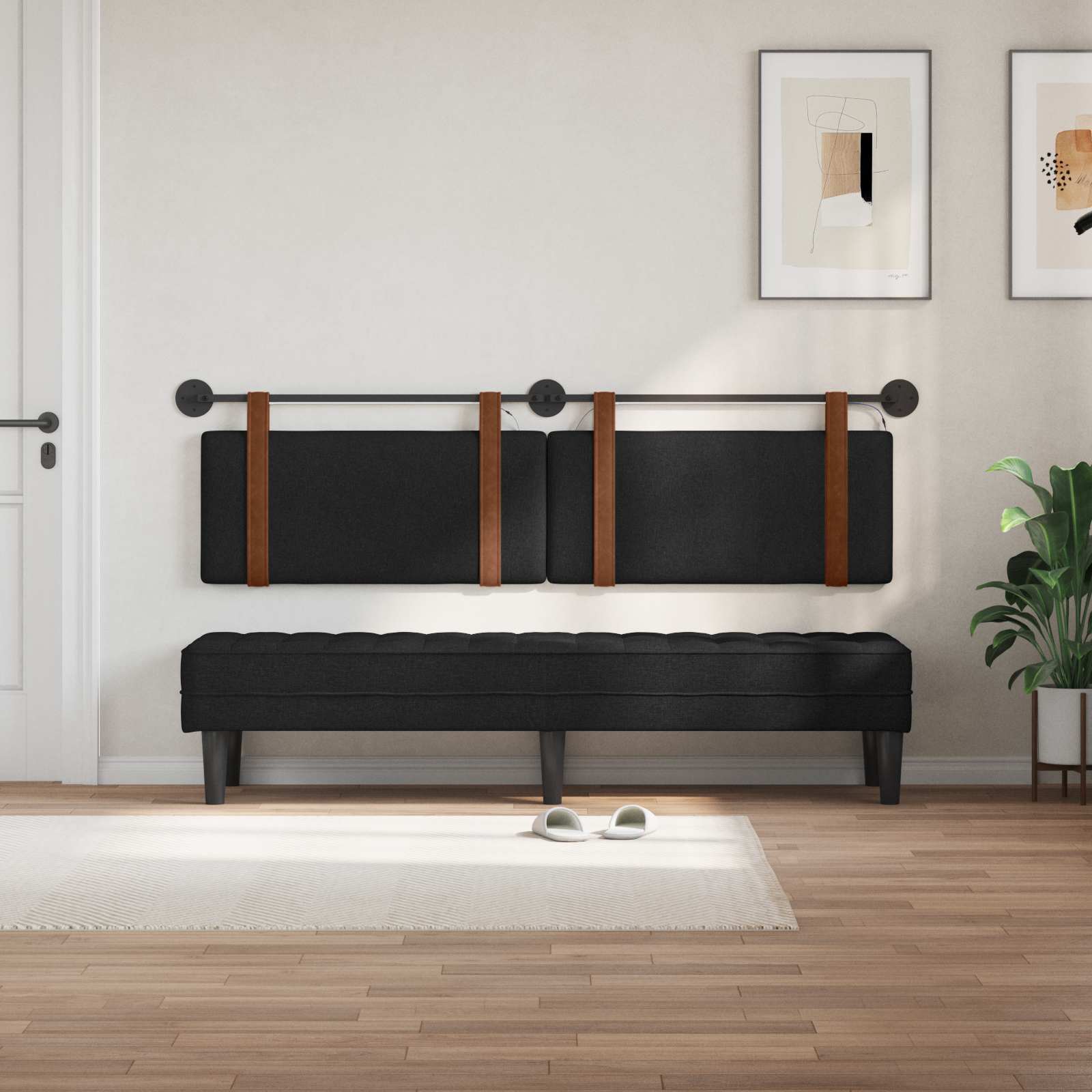 Tête de lit suspendue Avec lumière LED Noir PU antique - XIOS