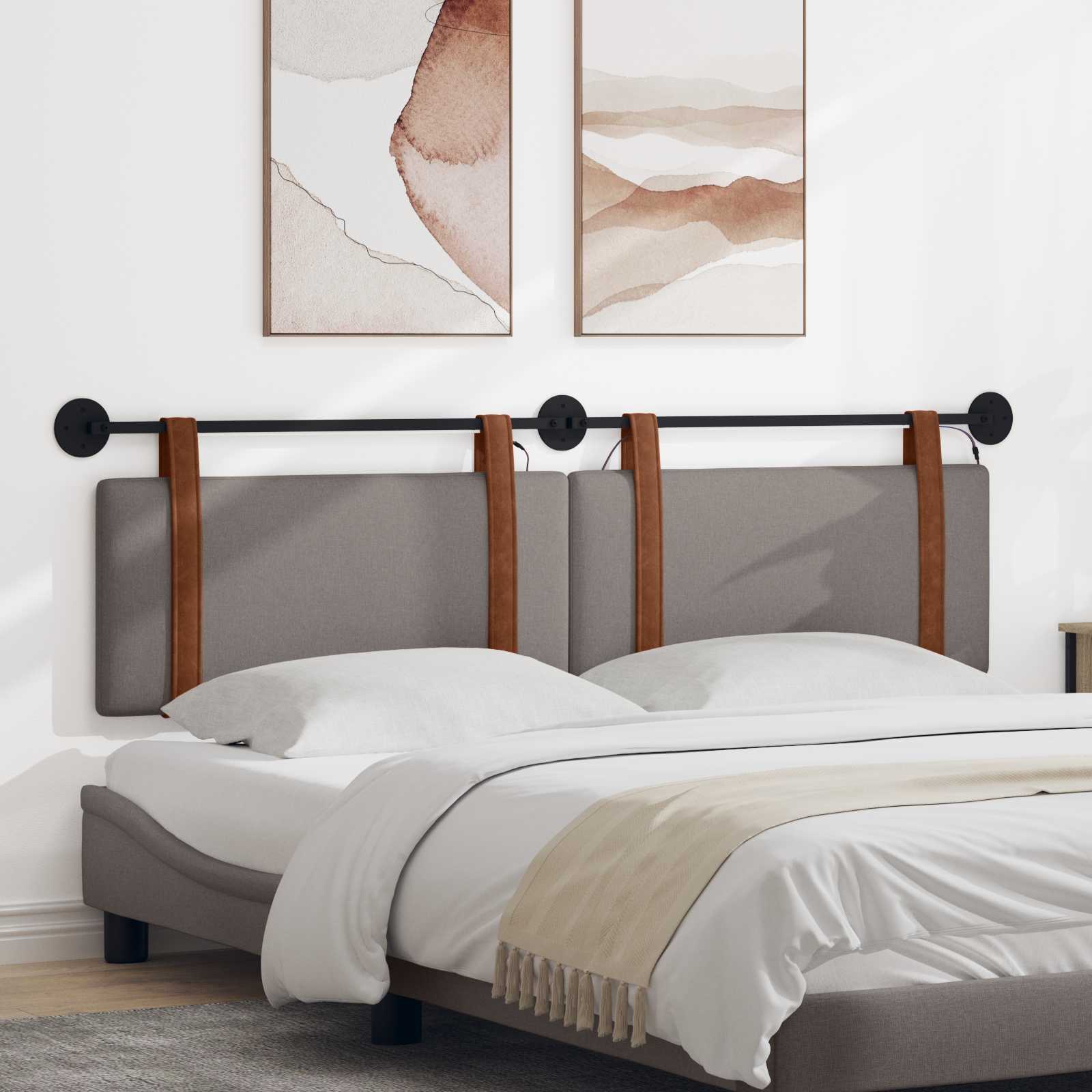 Tête de lit suspendue Avec lumière LED Taupe PU antique - XIOS