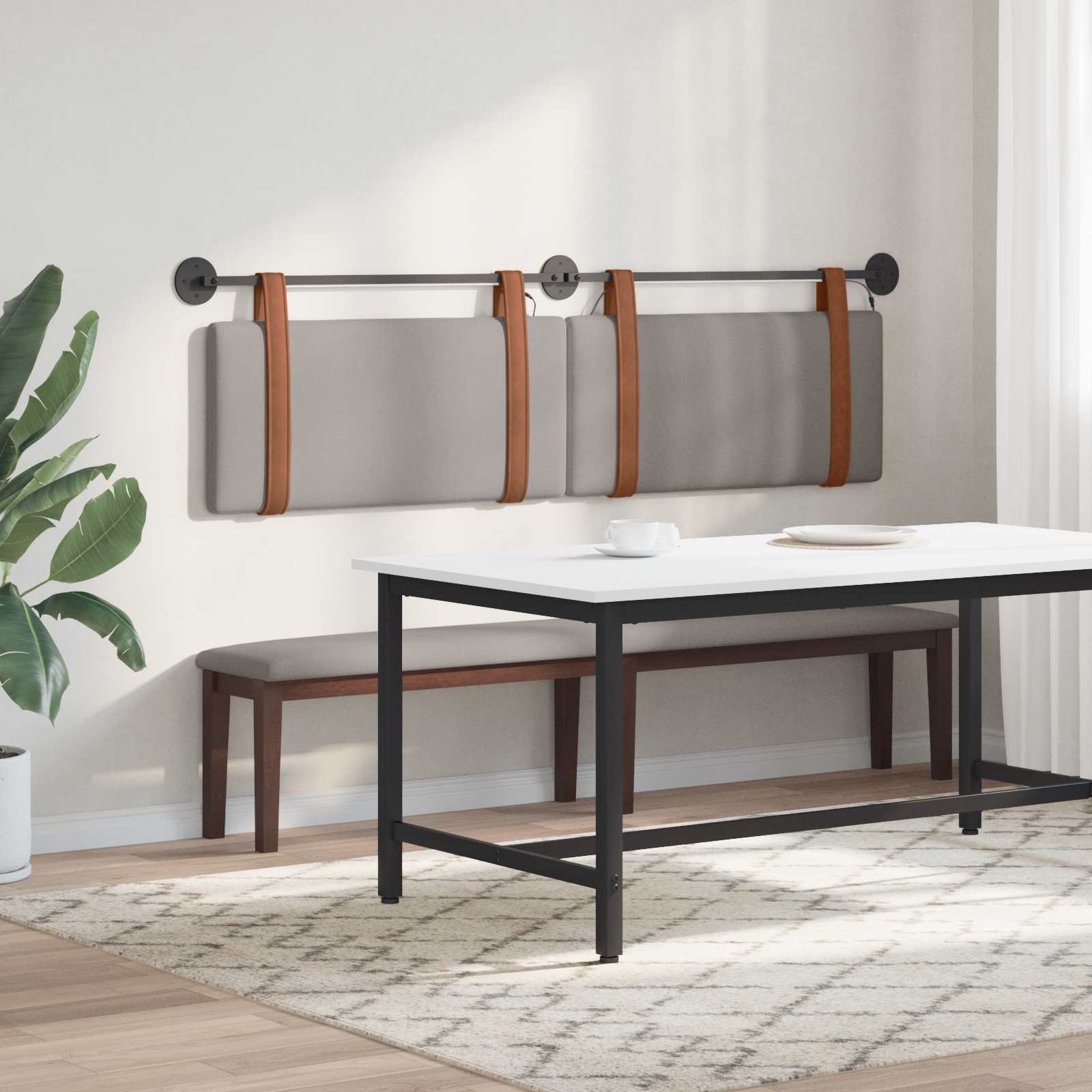 Tête de lit suspendue Avec lumière LED Taupe PU antique - XIOS