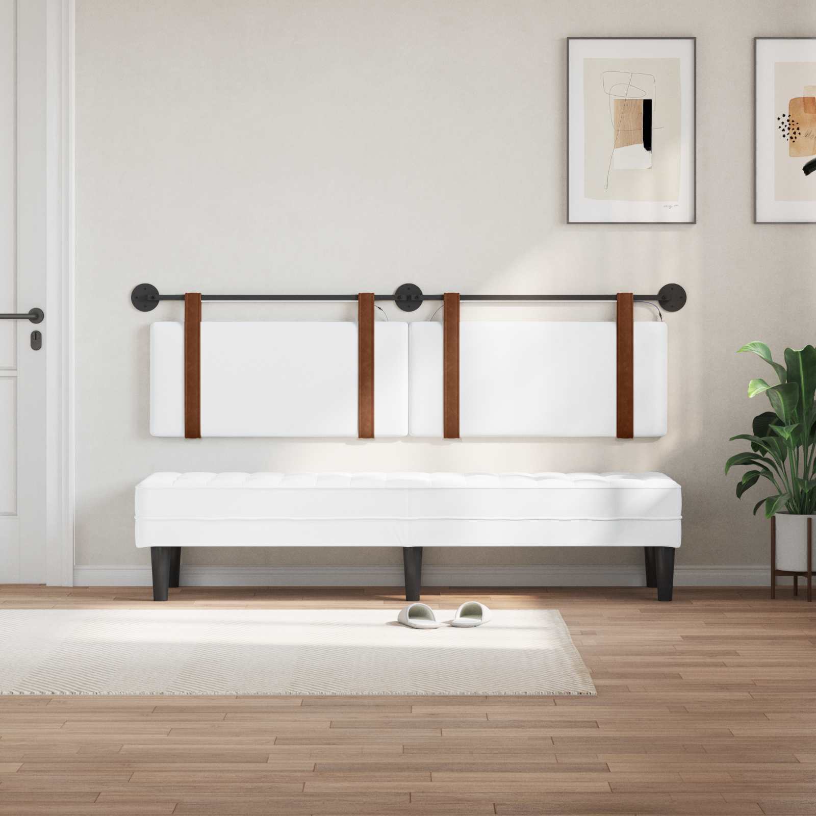 Tête de lit suspendue Avec lumière LED Blanc PU antique - XIOS