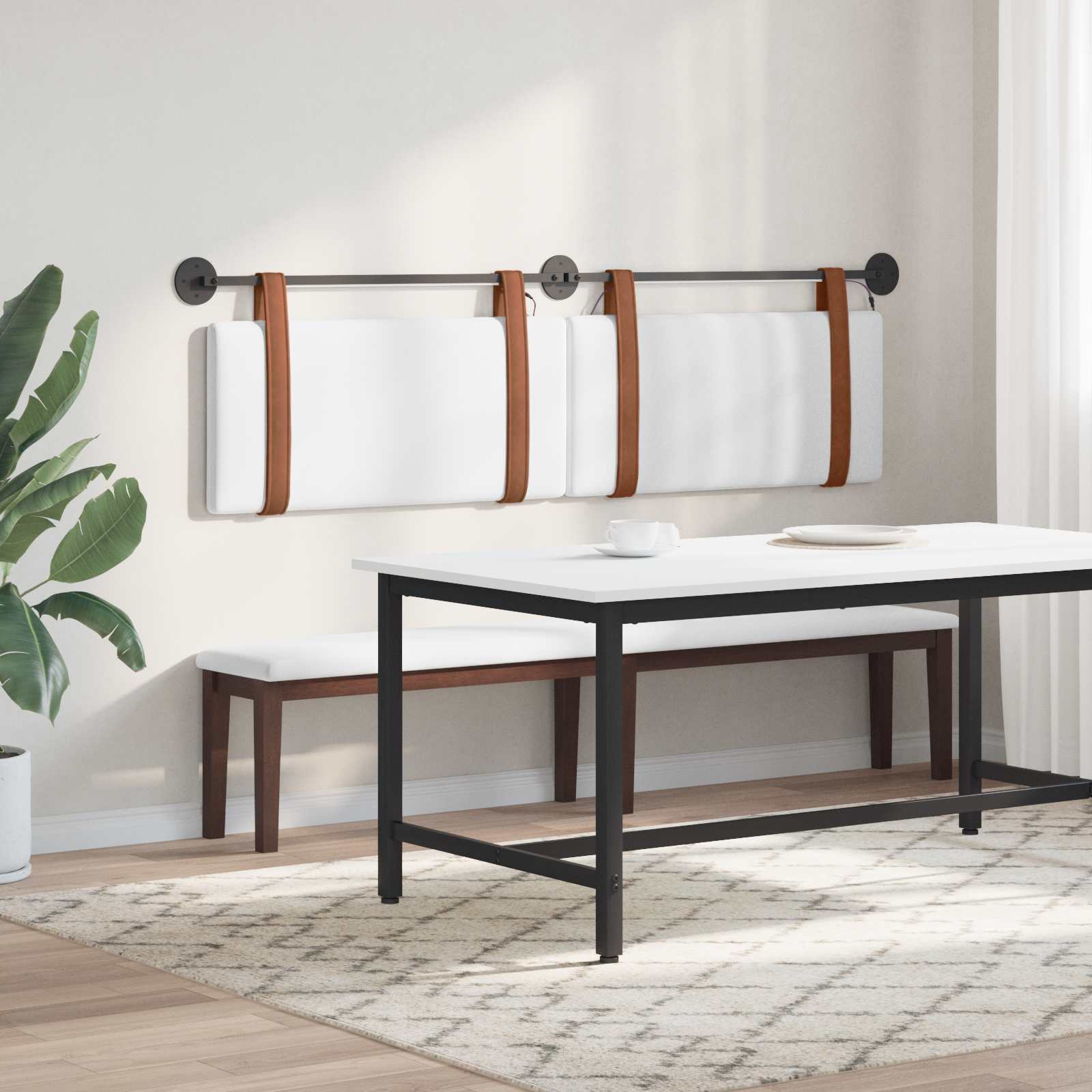 Tête de lit suspendue Avec lumière LED Blanc PU antique - XIOS