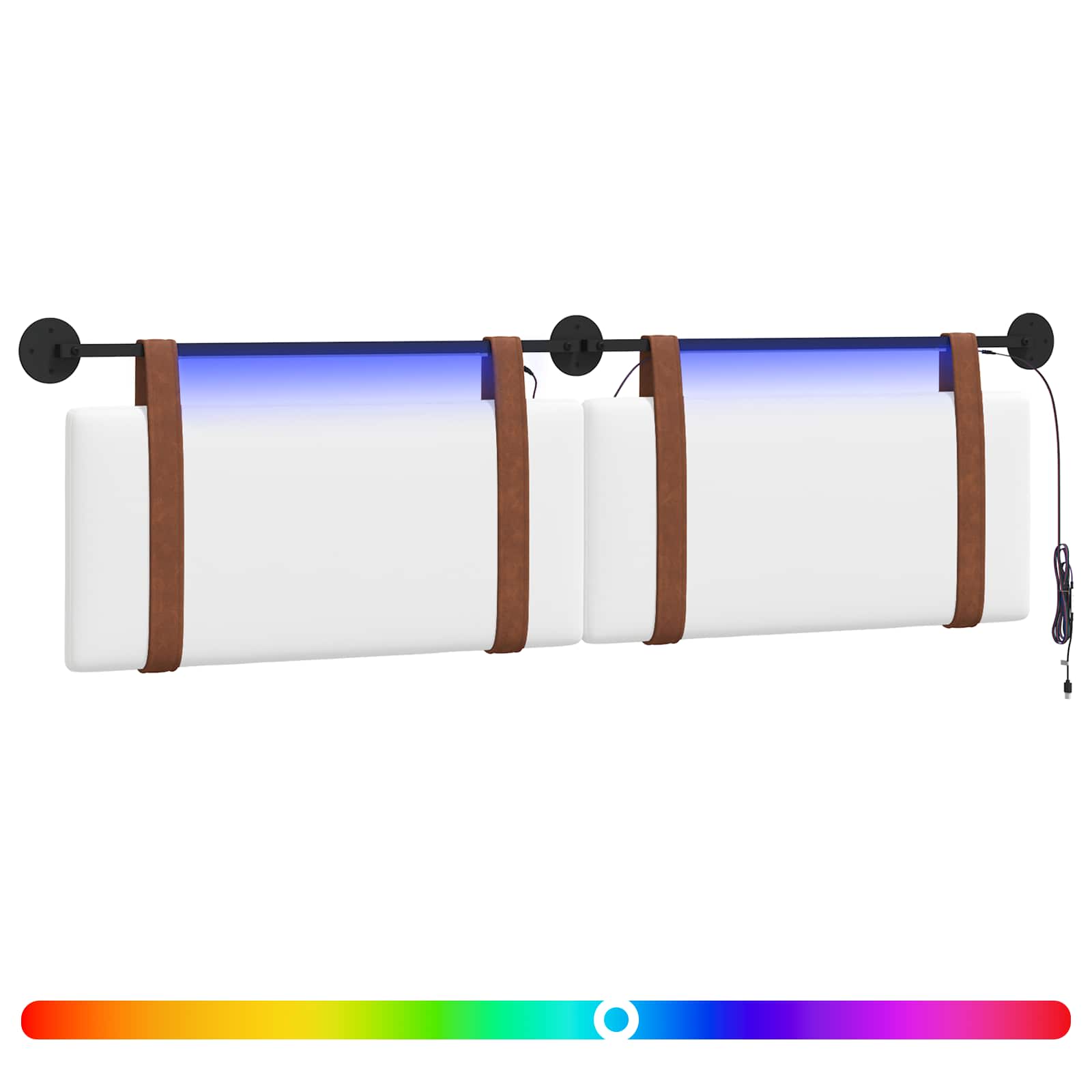 Tête de lit suspendue Avec lumière LED Blanc PU antique - XIOS