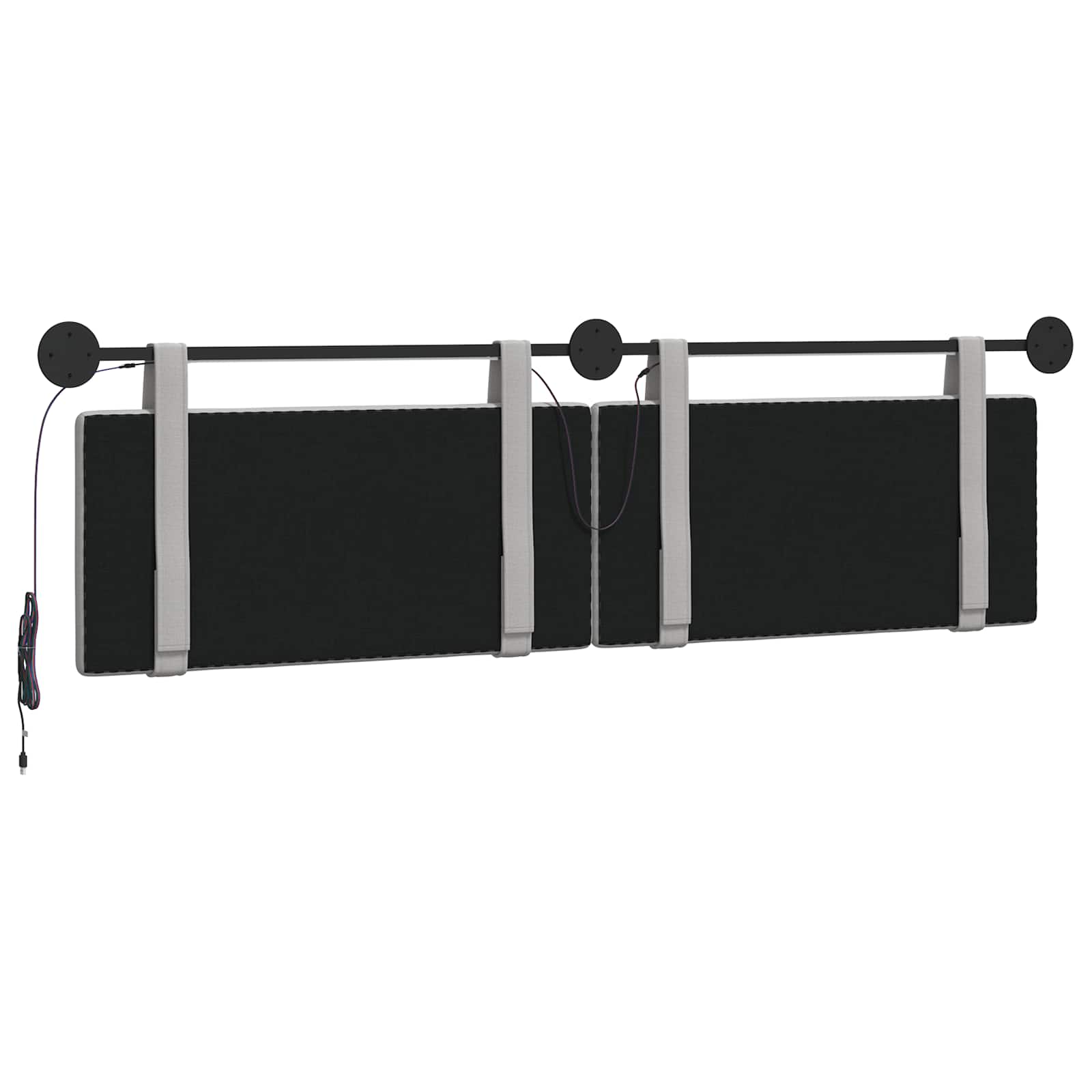 Tête de lit suspendue Avec lumière LED Gris nuage Tissu - XIOS
