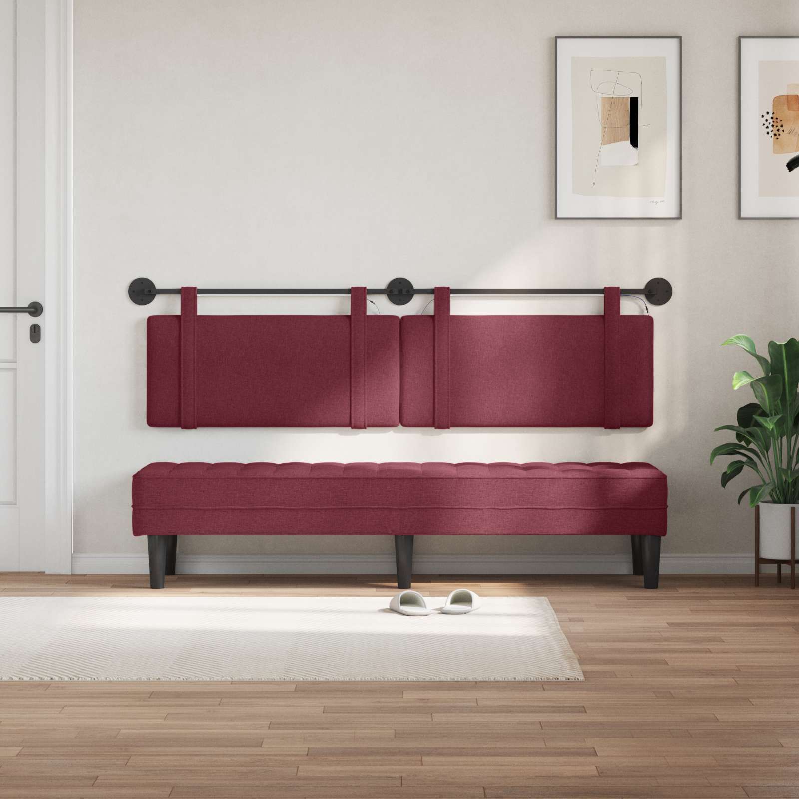 Tête de lit suspendue Avec lumière LED Bordeaux Tissu - XIOS