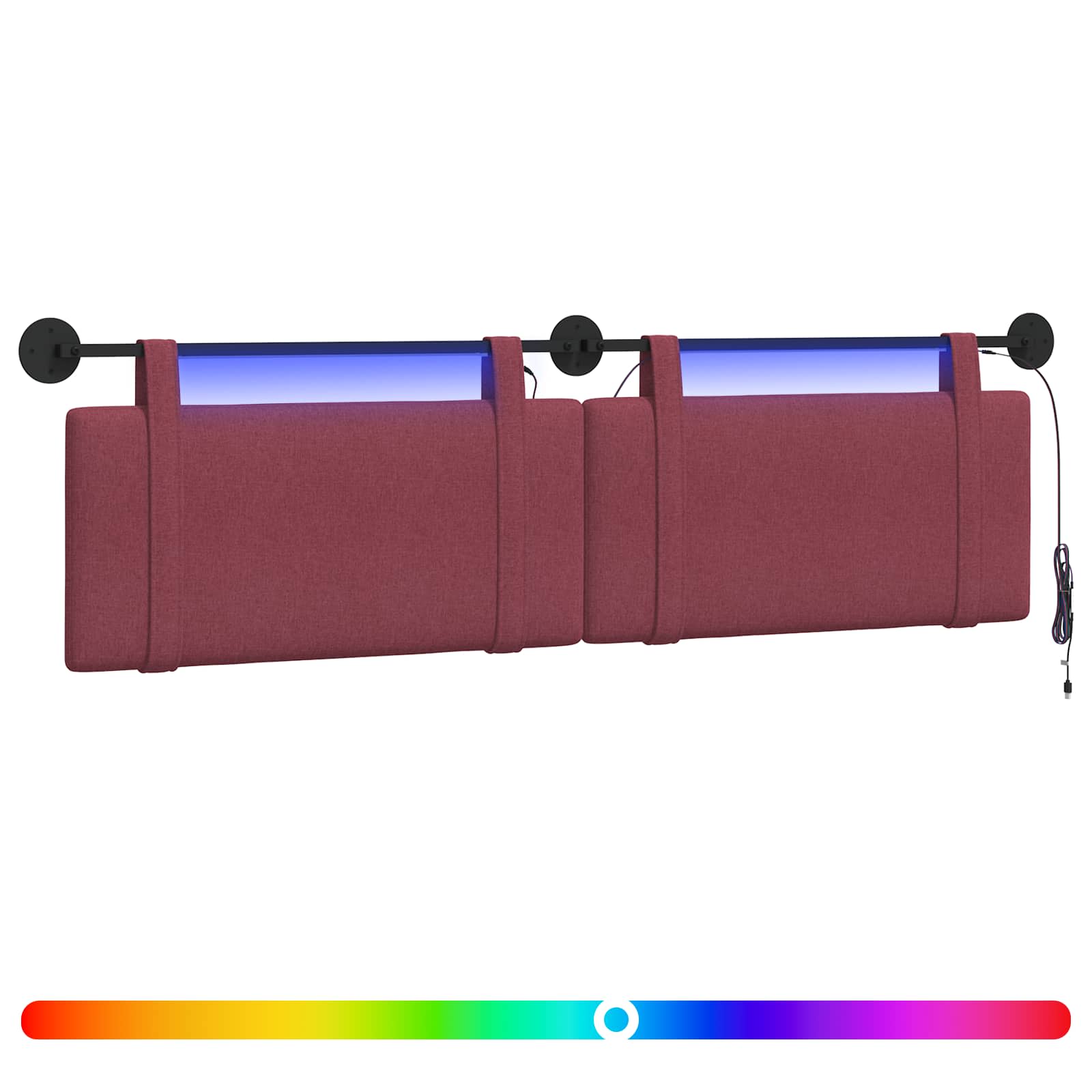 Tête de lit suspendue Avec lumière LED Bordeaux Tissu - XIOS