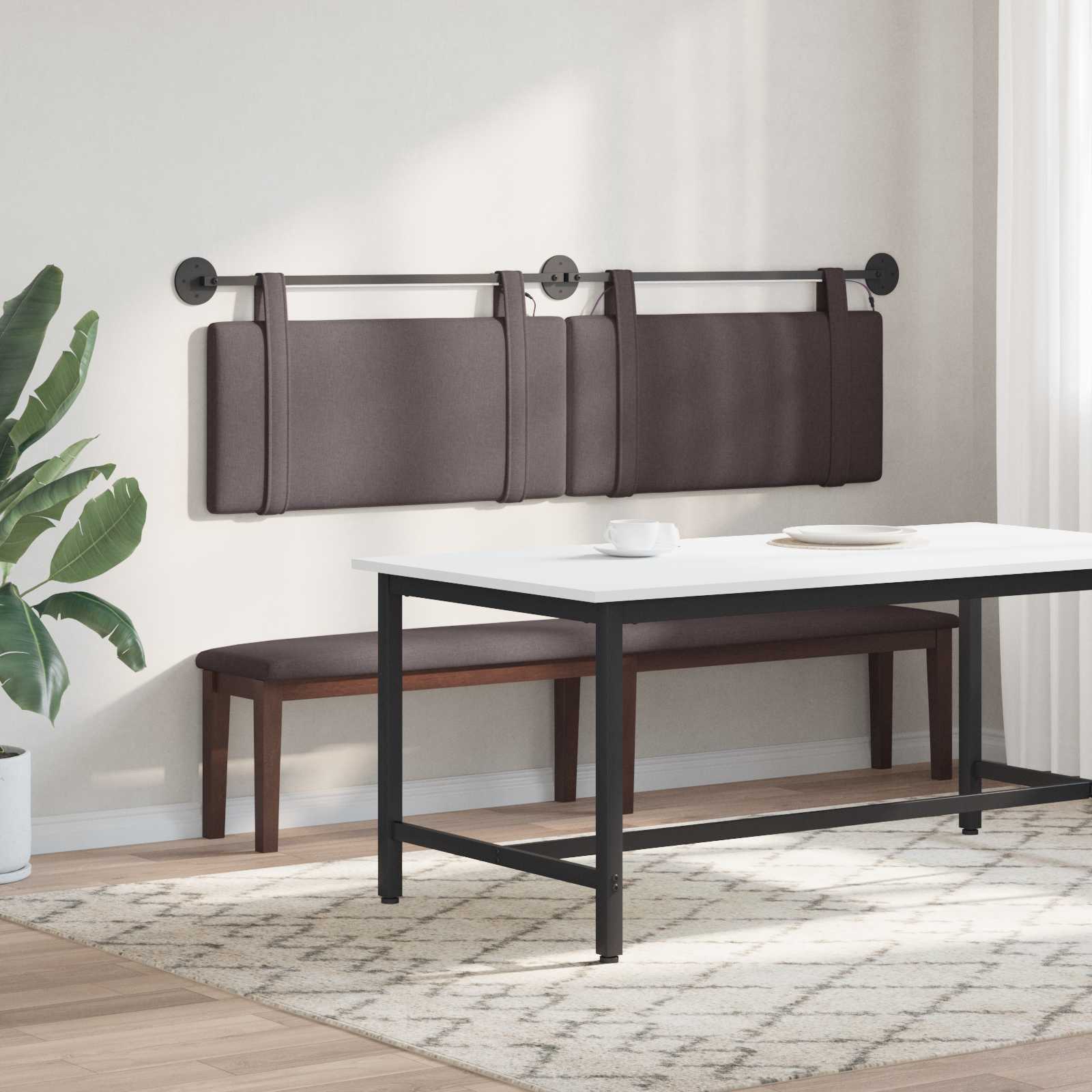 Tête de lit suspendue Avec lumière LED Marron foncé Tissu - XIOS