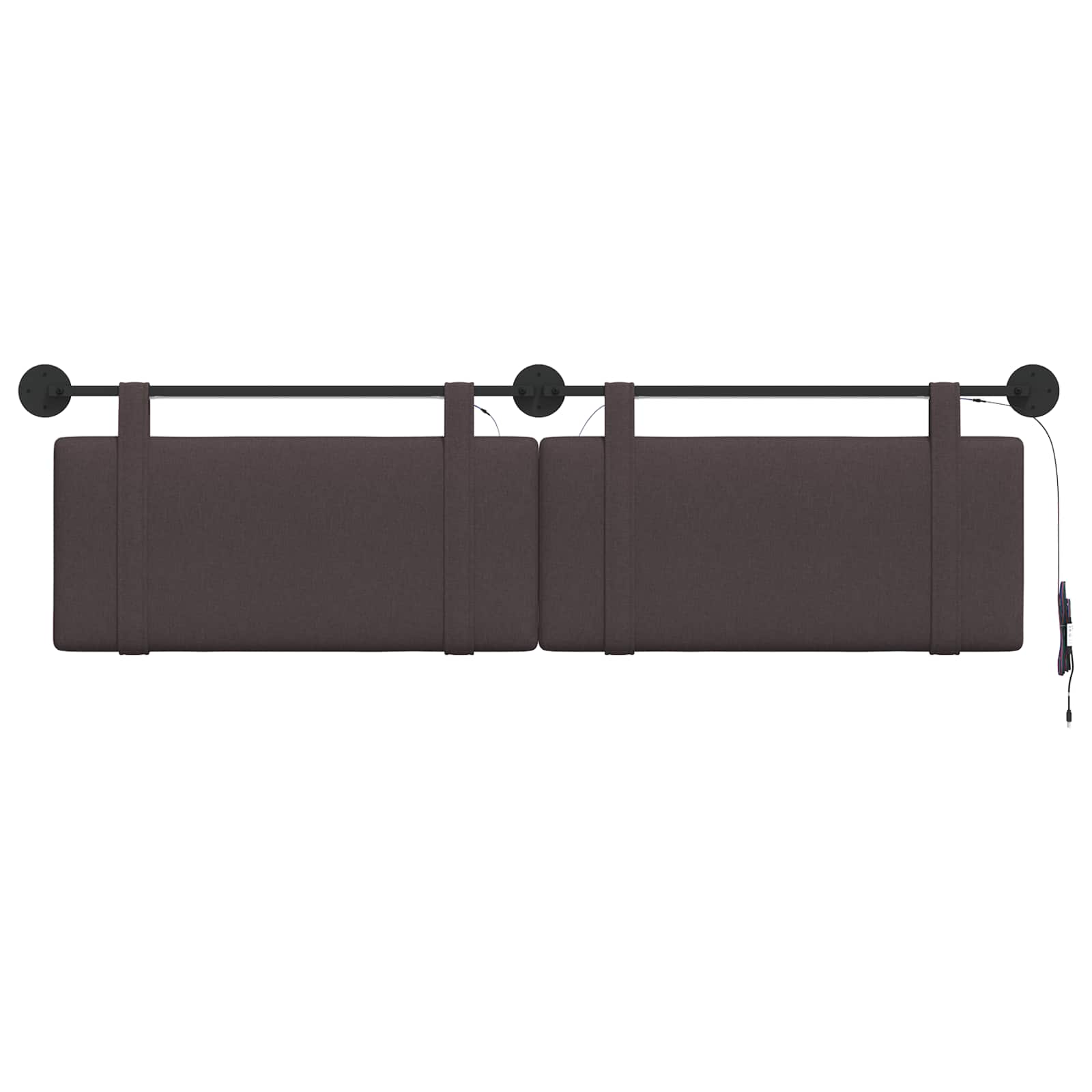 Tête de lit suspendue Avec lumière LED Marron foncé Tissu - XIOS