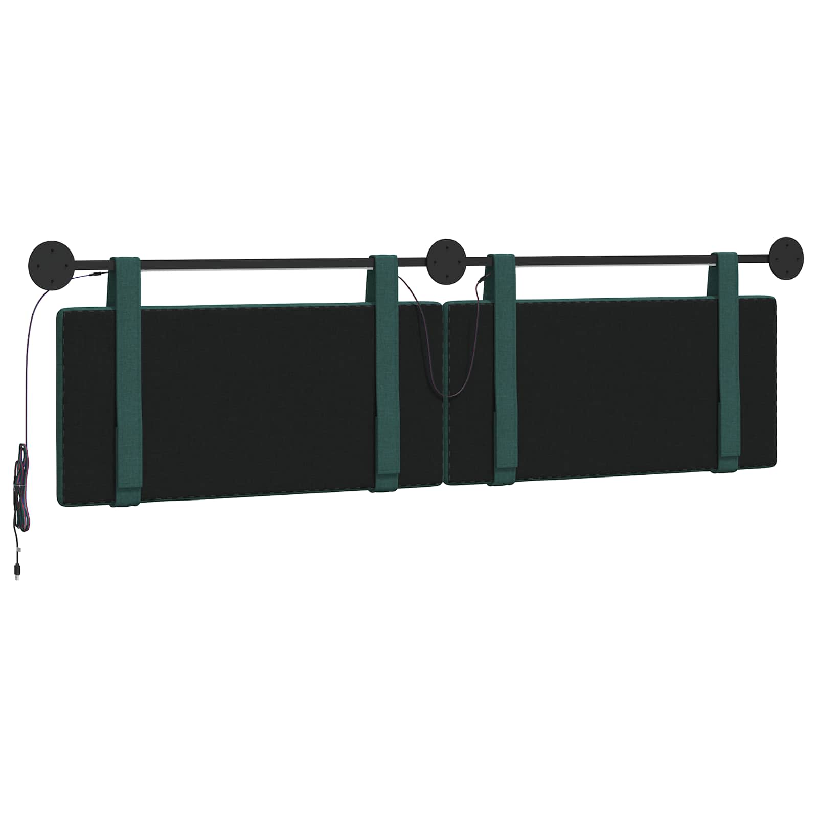 Tête de lit suspendue Avec lumière LED Vert foncé Tissu - XIOS