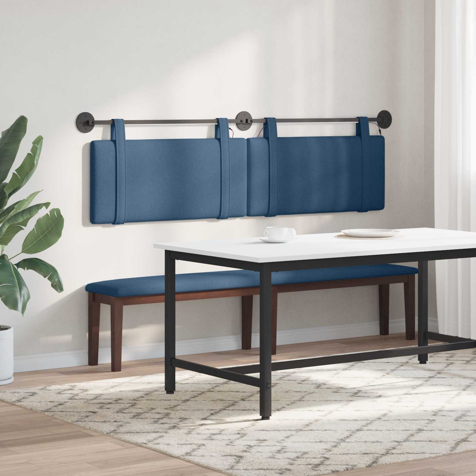 Tête de lit suspendue Avec lumière LED Bleu Tissu - XIOS