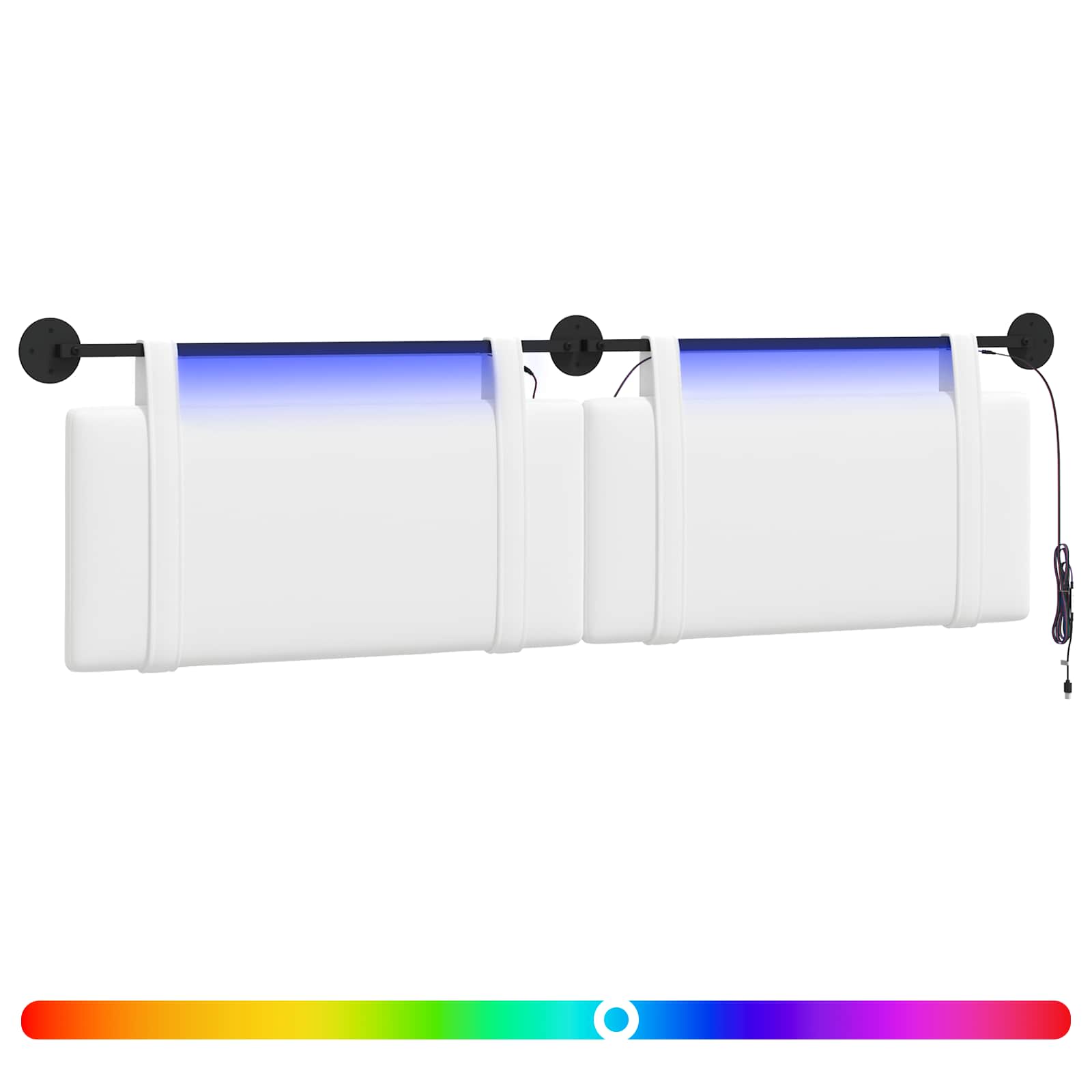 Tête de lit suspendue Avec lumière LED Blanc Tissu - XIOS