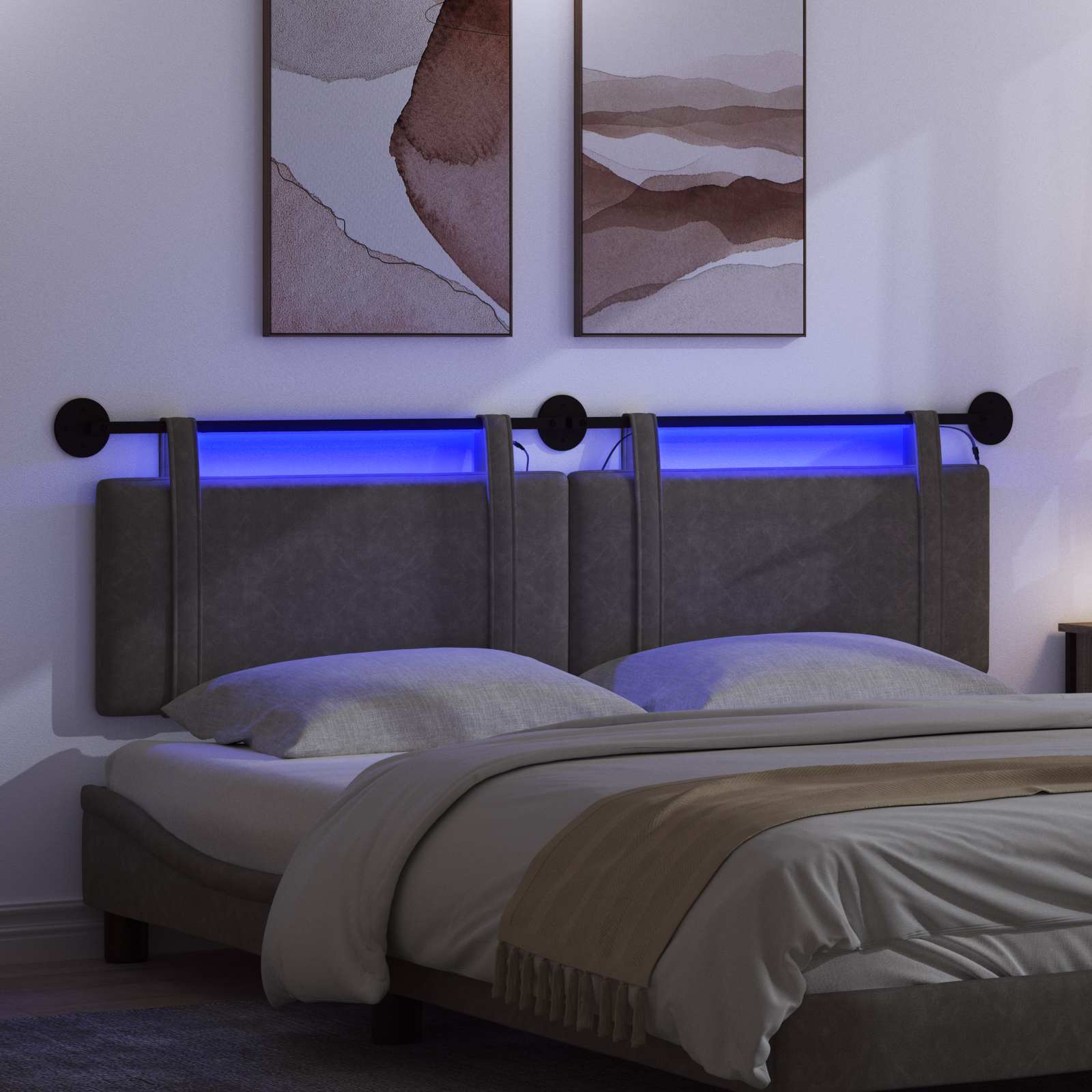 Tête de lit suspendue Avec lumière LED Noir PU antique - XIOS