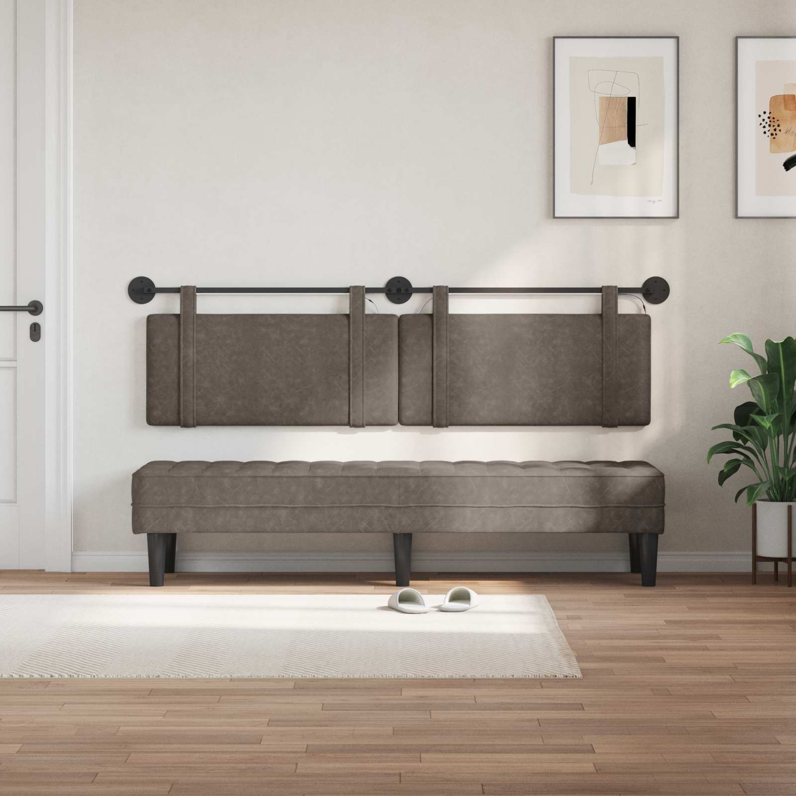 Tête de lit suspendue Avec lumière LED Gris PU antique - XIOS
