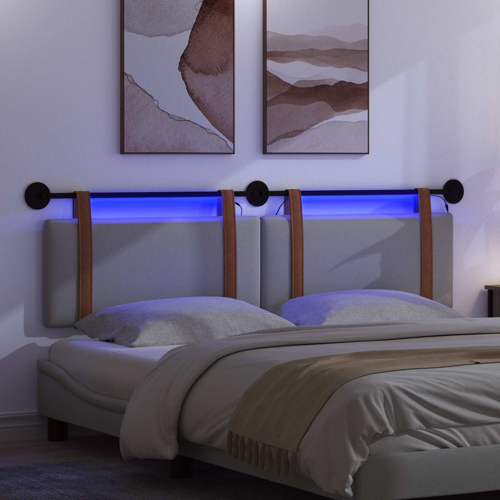 Tête de lit suspendue Avec lumière LED Gris clair PU antique - XIOS