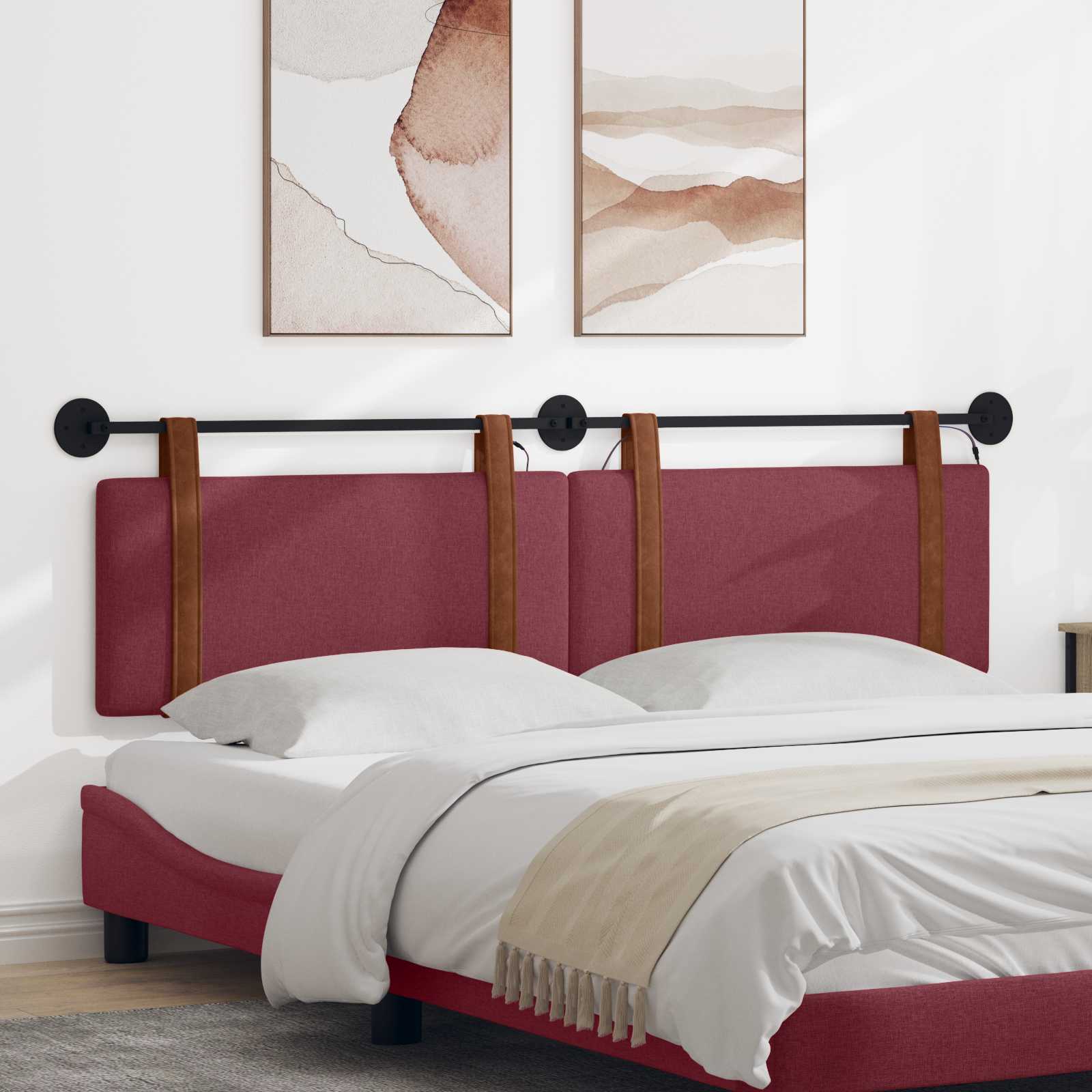 Tête de lit suspendue Avec lumière LED Bordeaux PU antique - XIOS