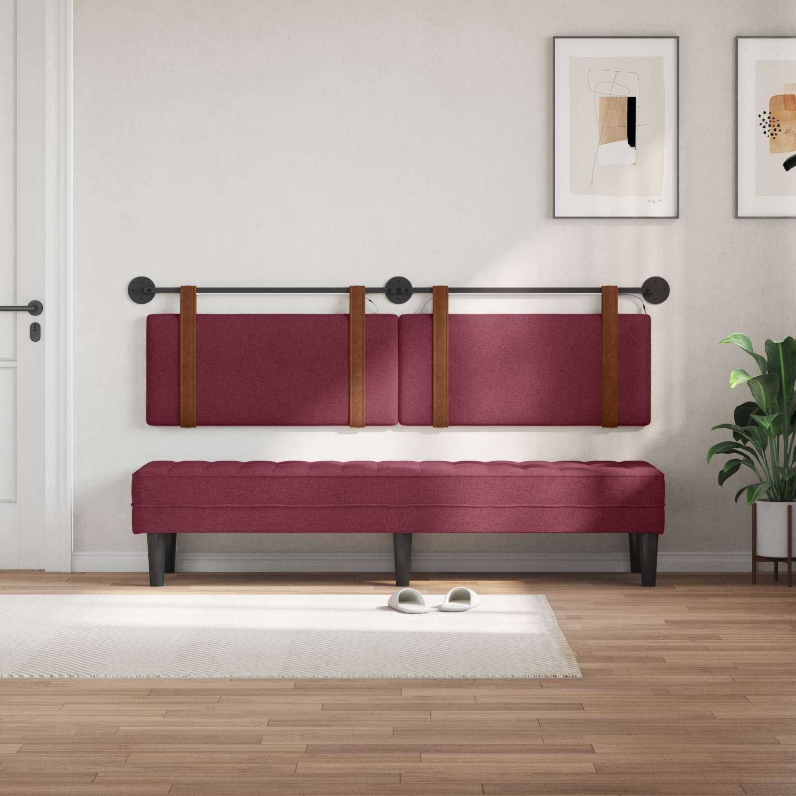 Tête de lit suspendue Avec lumière LED Bordeaux PU antique - XIOS