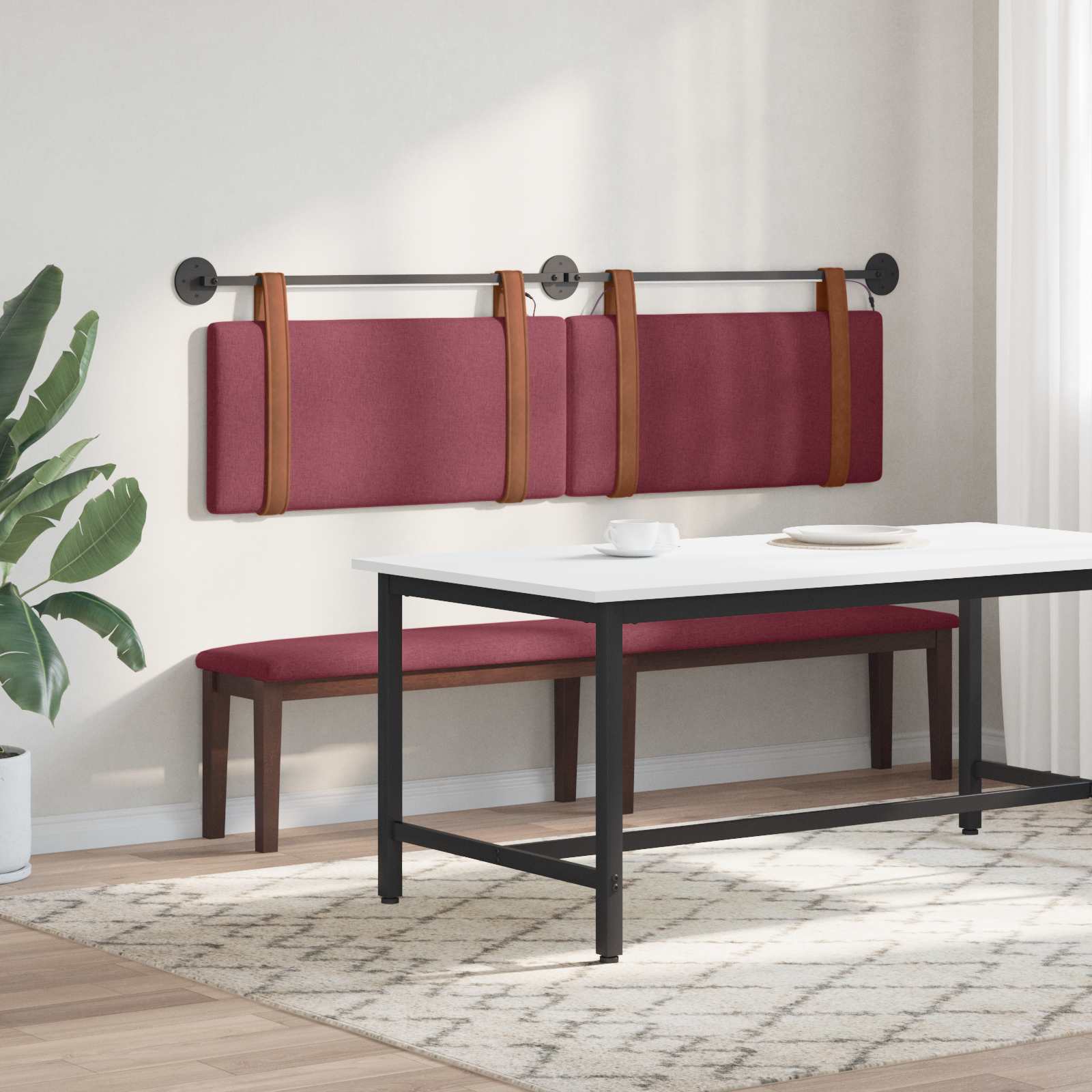 Tête de lit suspendue Avec lumière LED Bordeaux PU antique - XIOS