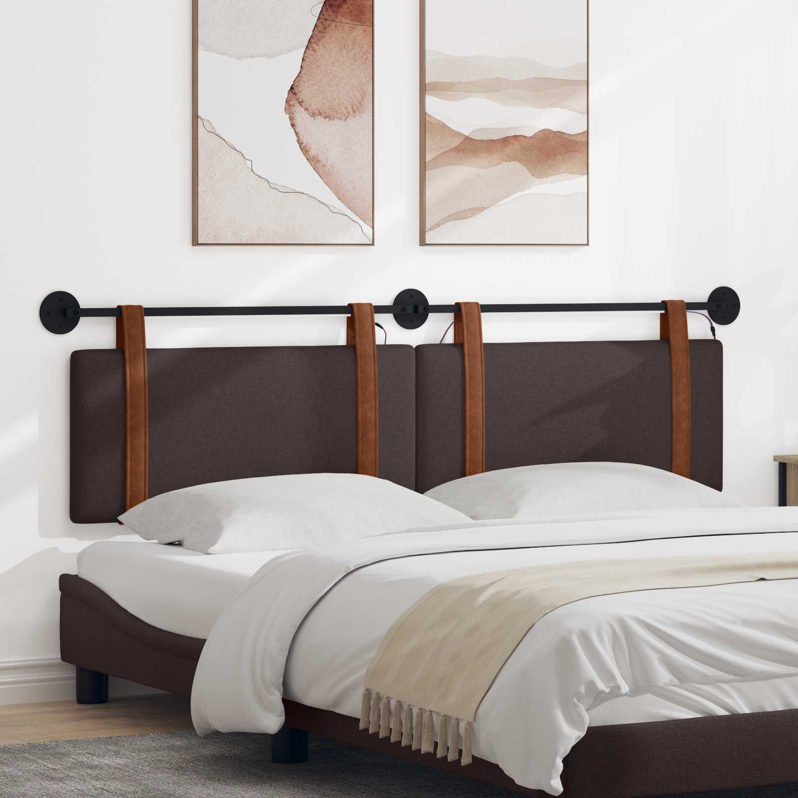 Tête de lit suspendue Avec lumière LED Marron foncé PU antique - XIOS