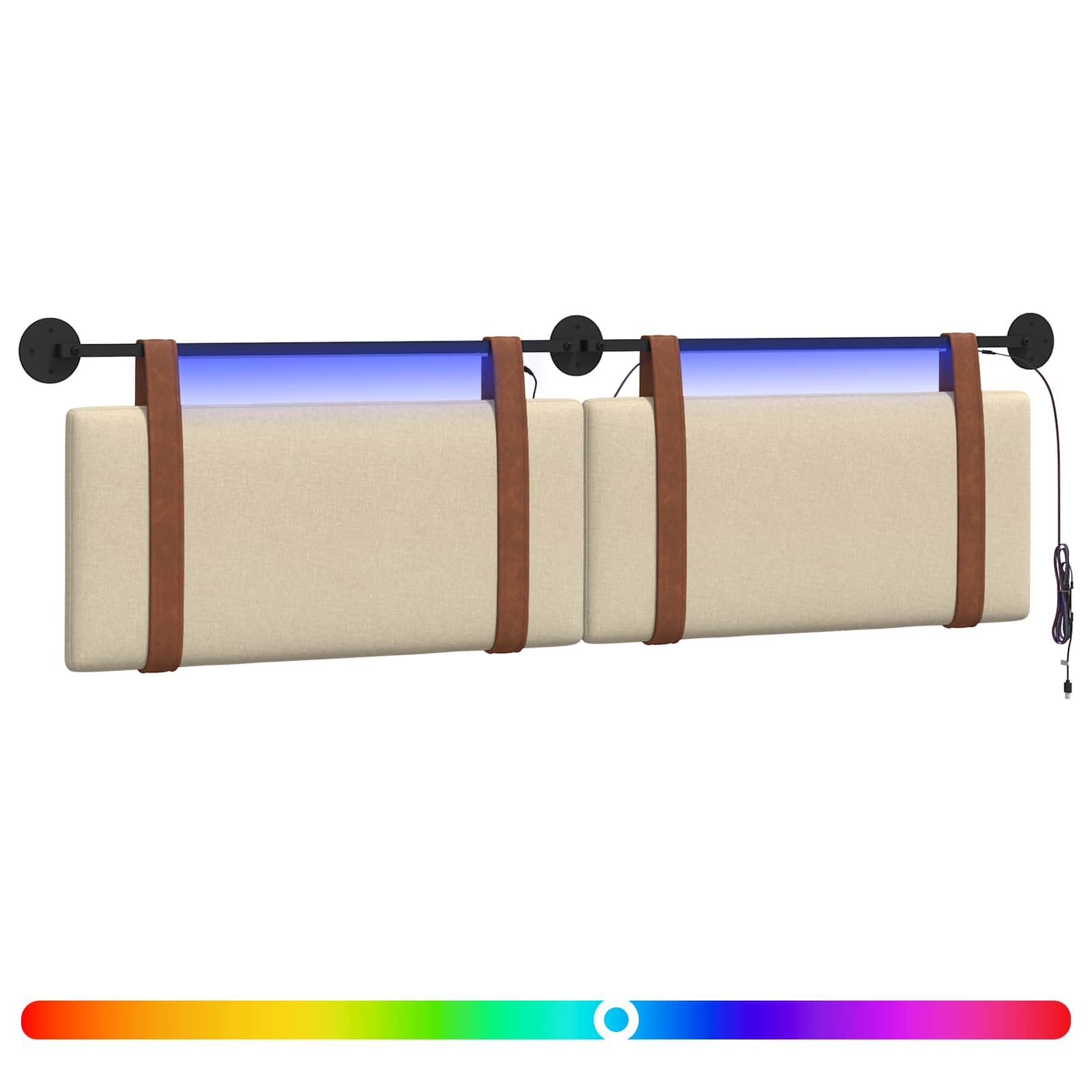 Tête de lit suspendue Avec lumière LED Crème PU antique - XIOS