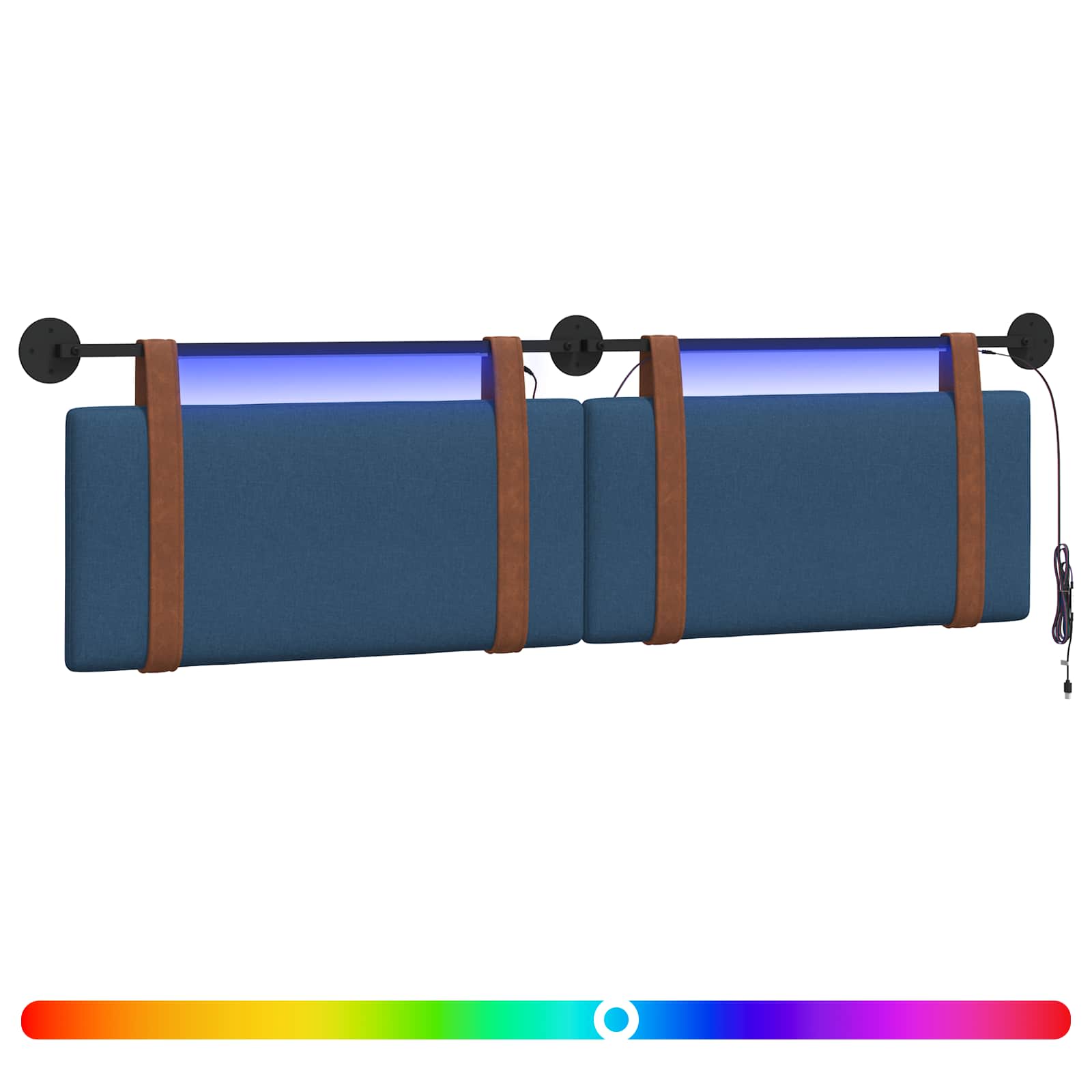 Tête de lit suspendue Avec lumière LED Bleu PU antique - XIOS