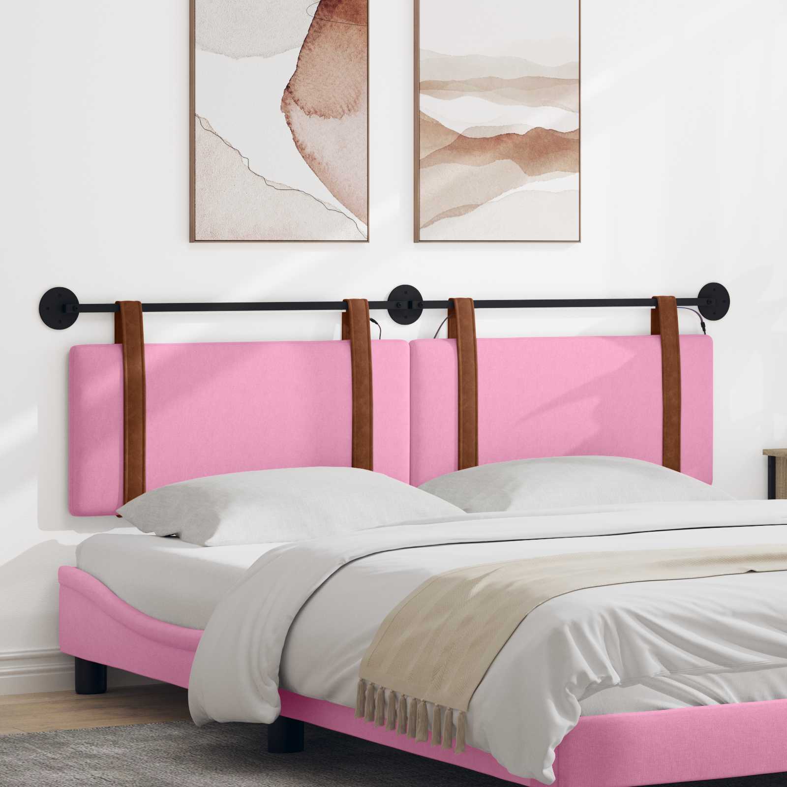 Tête de lit suspendue Avec lumière LED Rose PU antique - XIOS