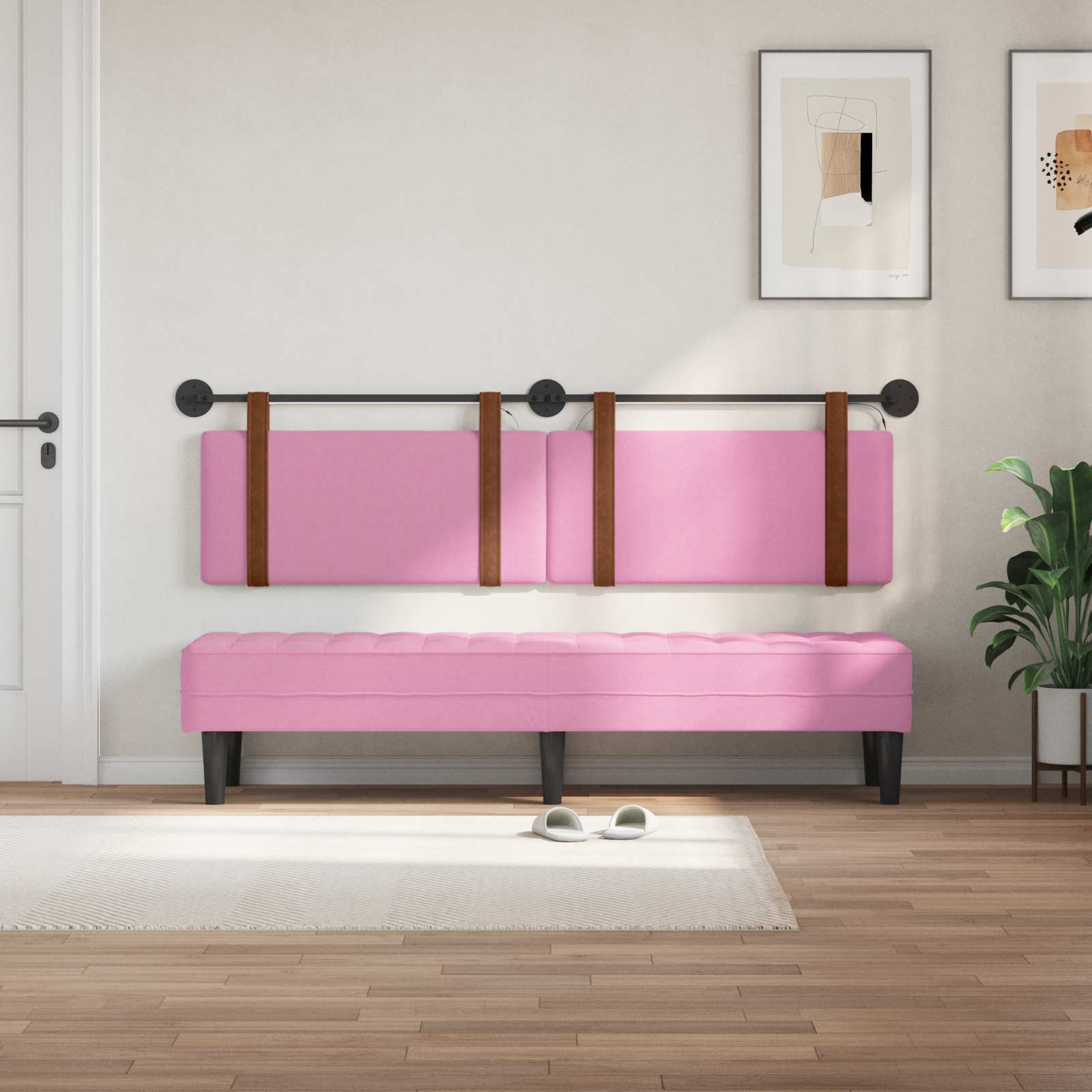Tête de lit suspendue Avec lumière LED Rose PU antique - XIOS