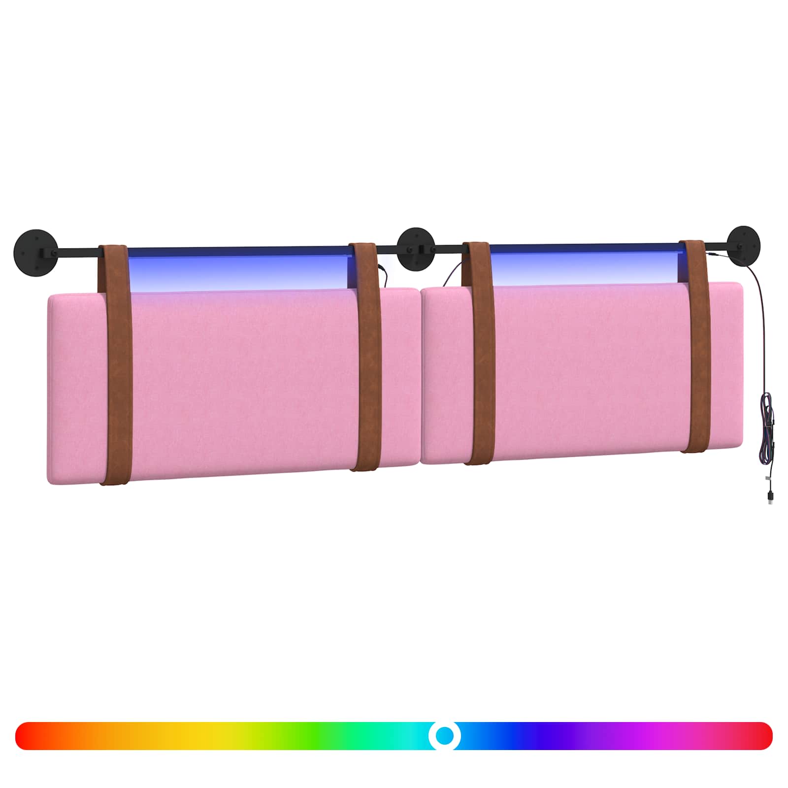 Tête de lit suspendue Avec lumière LED Rose PU antique - XIOS