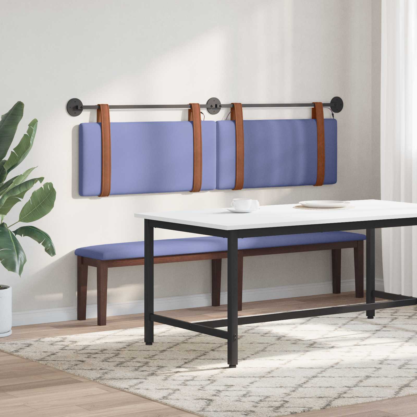 Tête de lit suspendue Avec lumière LED Bleu denim PU antique - XIOS