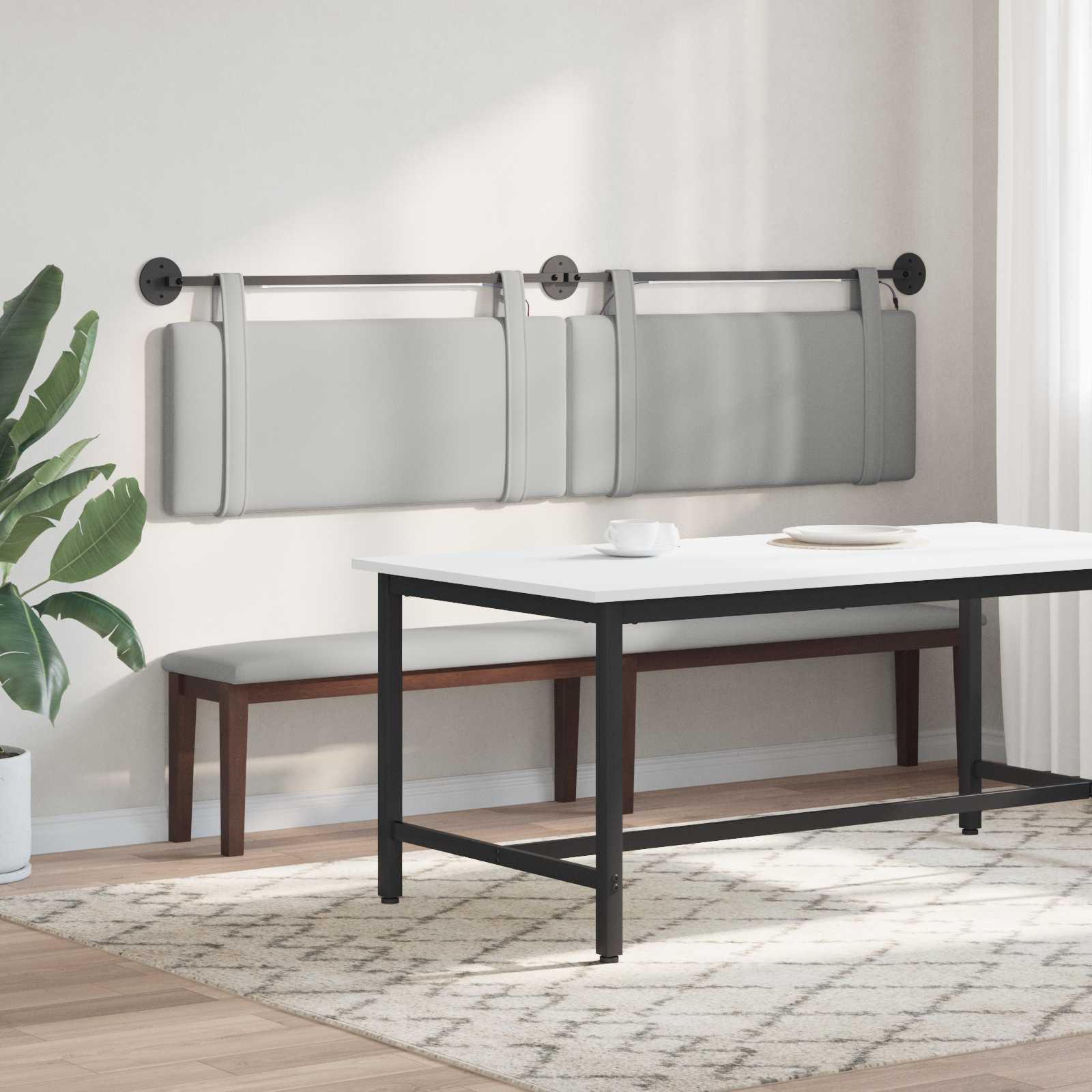 Tête de lit suspendue Avec lumière LED Gris nuage Tissu - XIOS