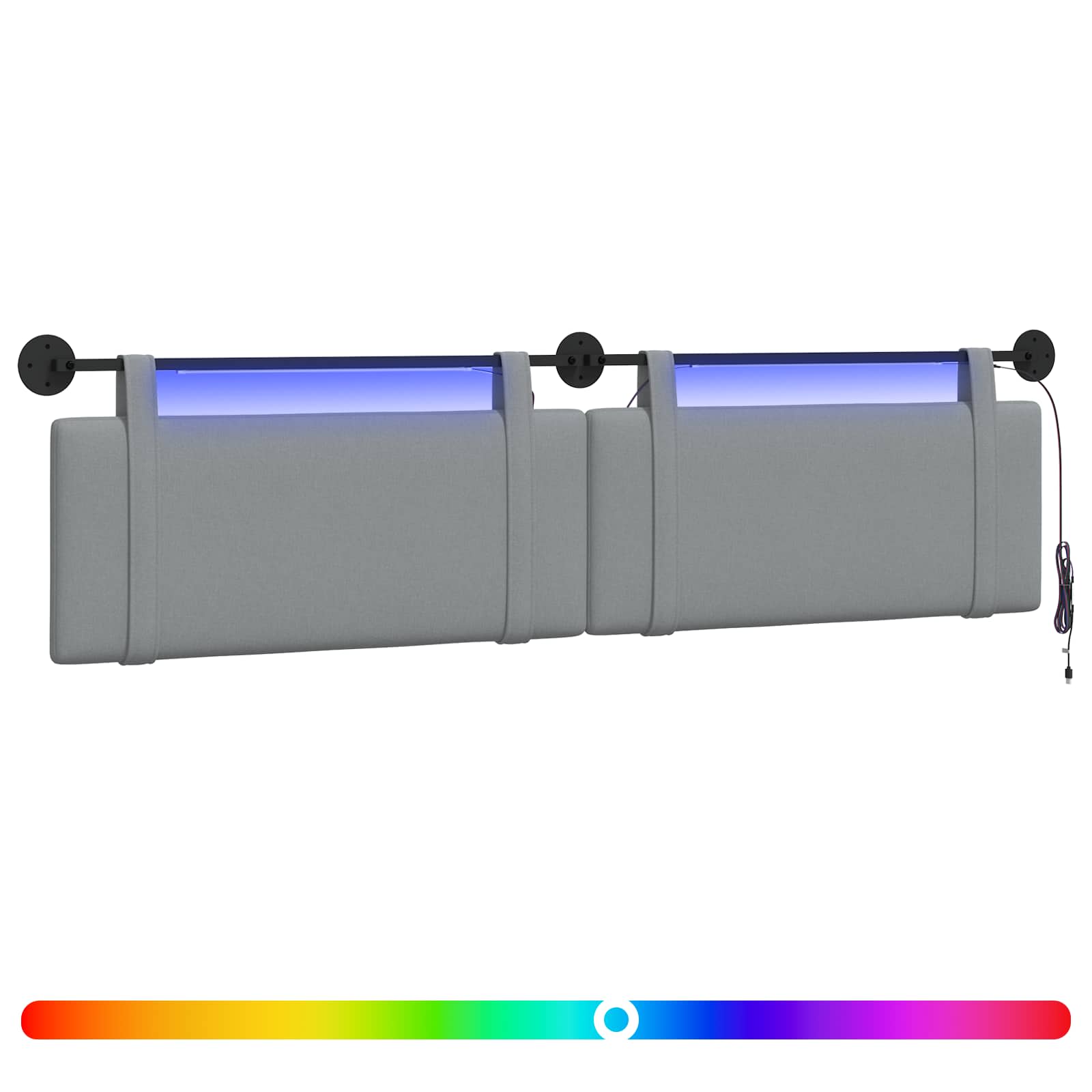 Tête de lit suspendue Avec lumière LED Gris clair Tissu - XIOS