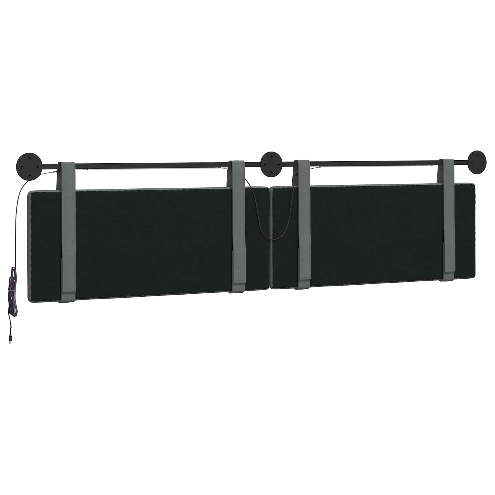 Tête de lit suspendue Avec lumière LED Gris foncé Tissu - XIOS