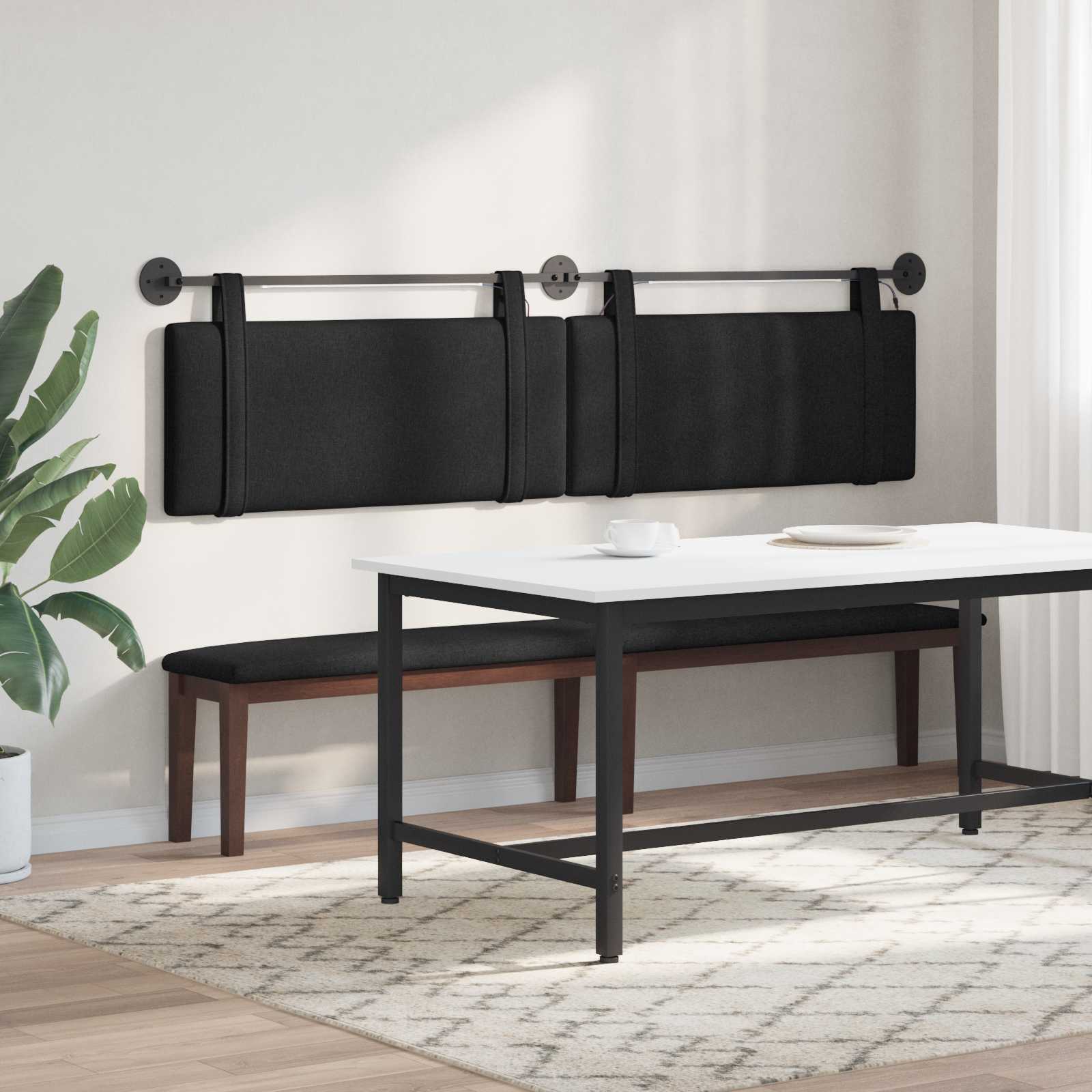 Tête de lit suspendue Avec lumière LED Noir Tissu - XIOS