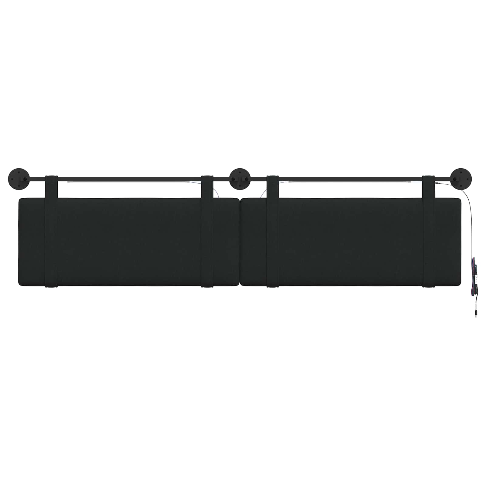 Tête de lit suspendue Avec lumière LED Noir Tissu - XIOS
