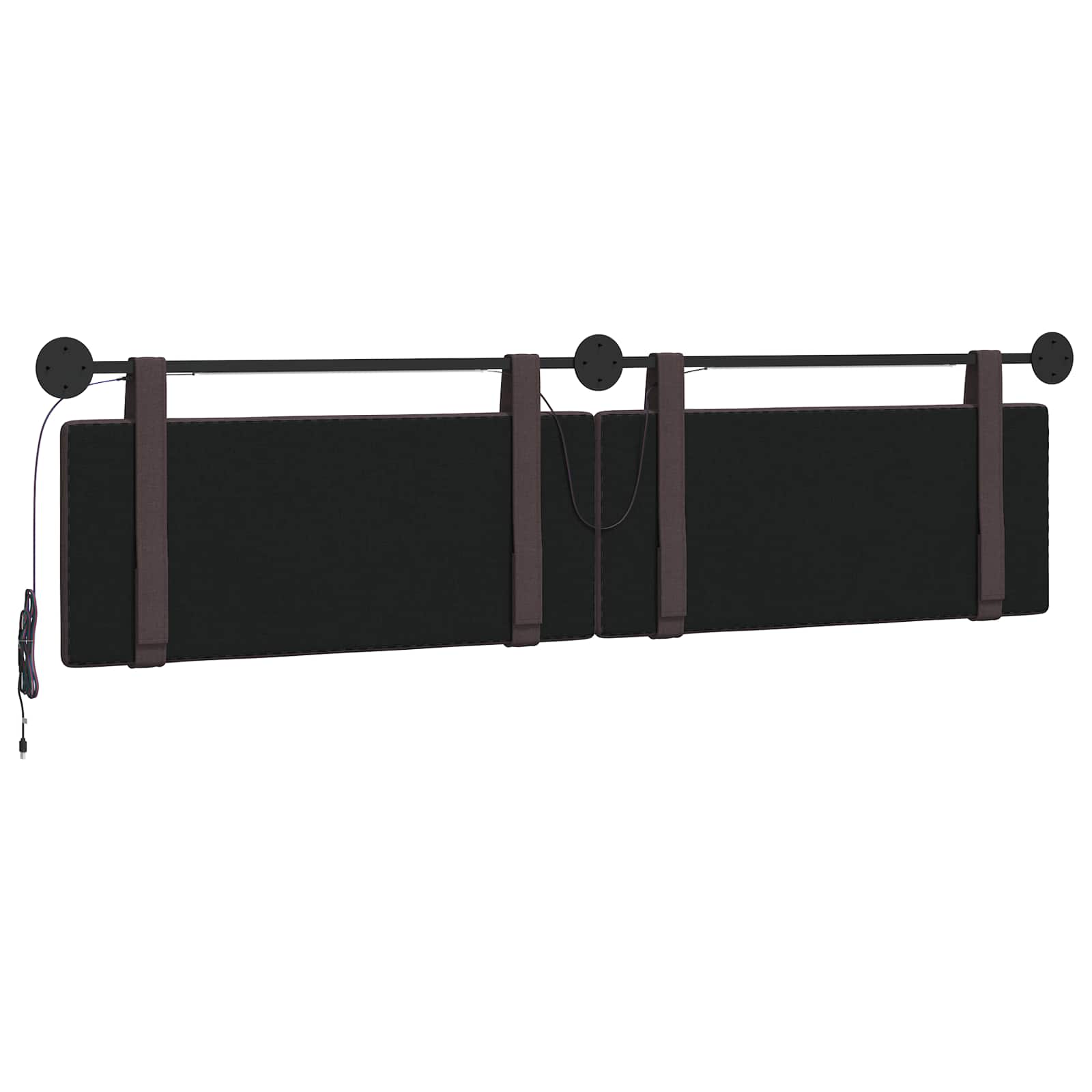 Tête de lit suspendue Avec lumière LED Marron foncé Tissu - XIOS