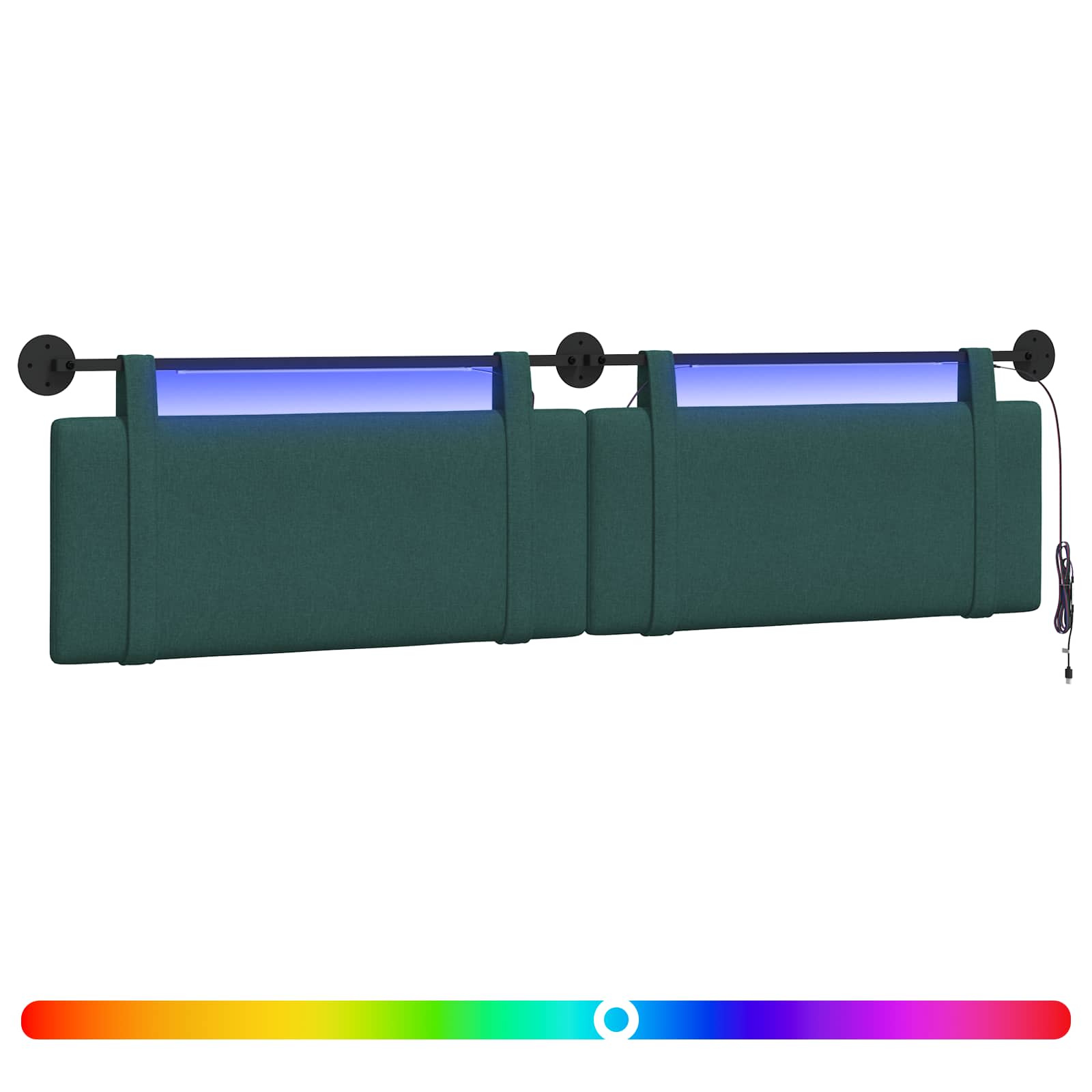 Tête de lit suspendue Avec lumière LED Vert foncé Tissu - XIOS