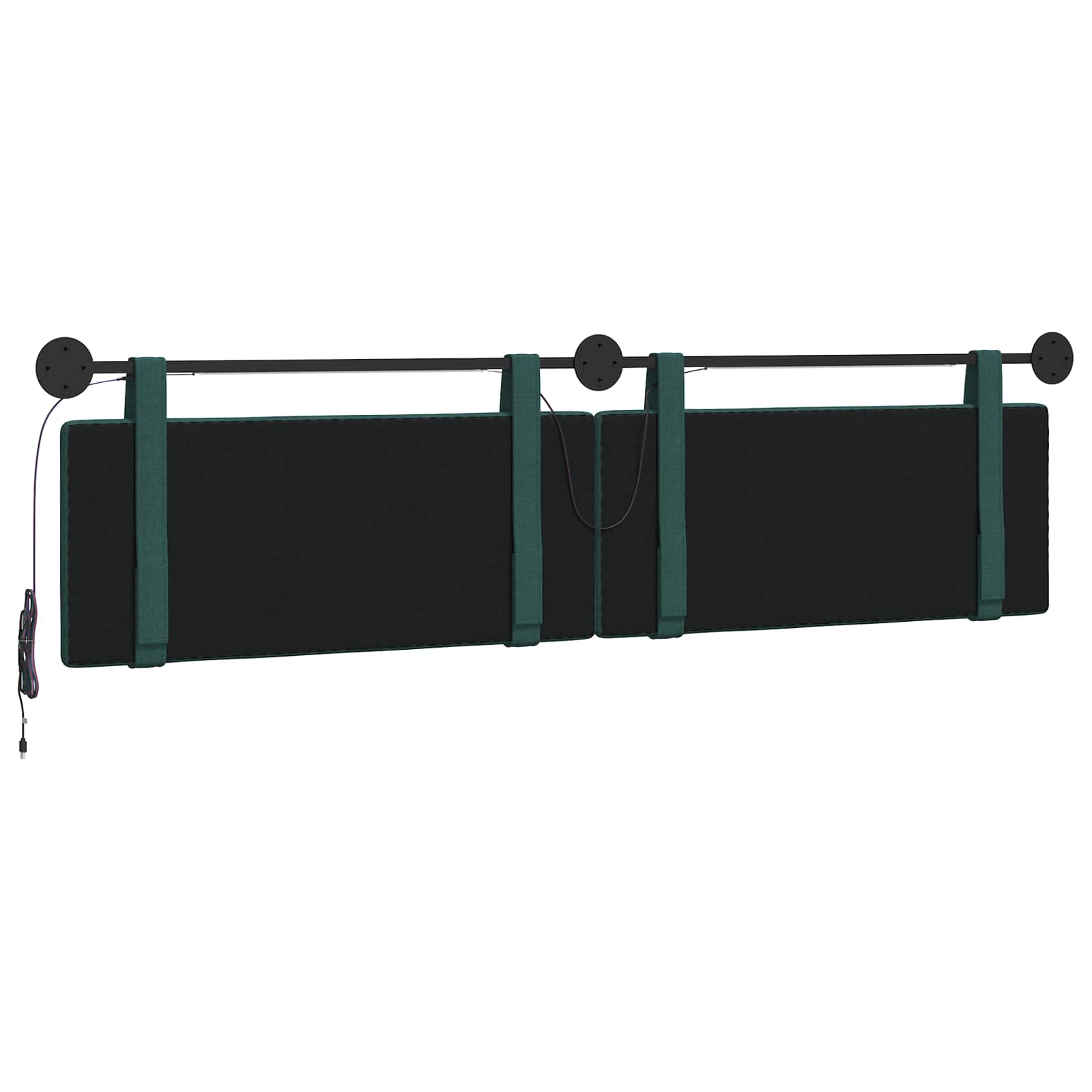 Tête de lit suspendue Avec lumière LED Vert foncé Tissu - XIOS