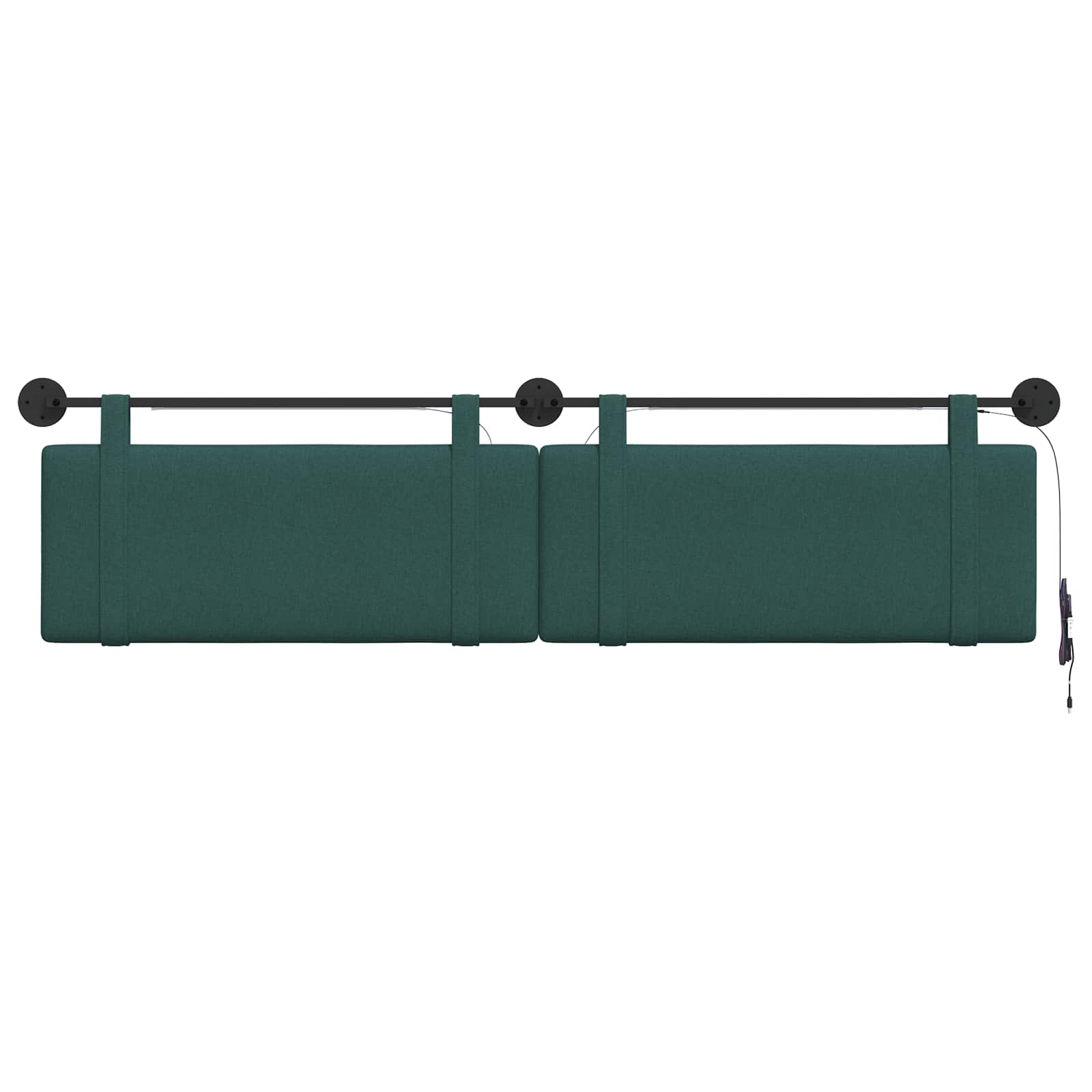 Tête de lit suspendue Avec lumière LED Vert foncé Tissu - XIOS