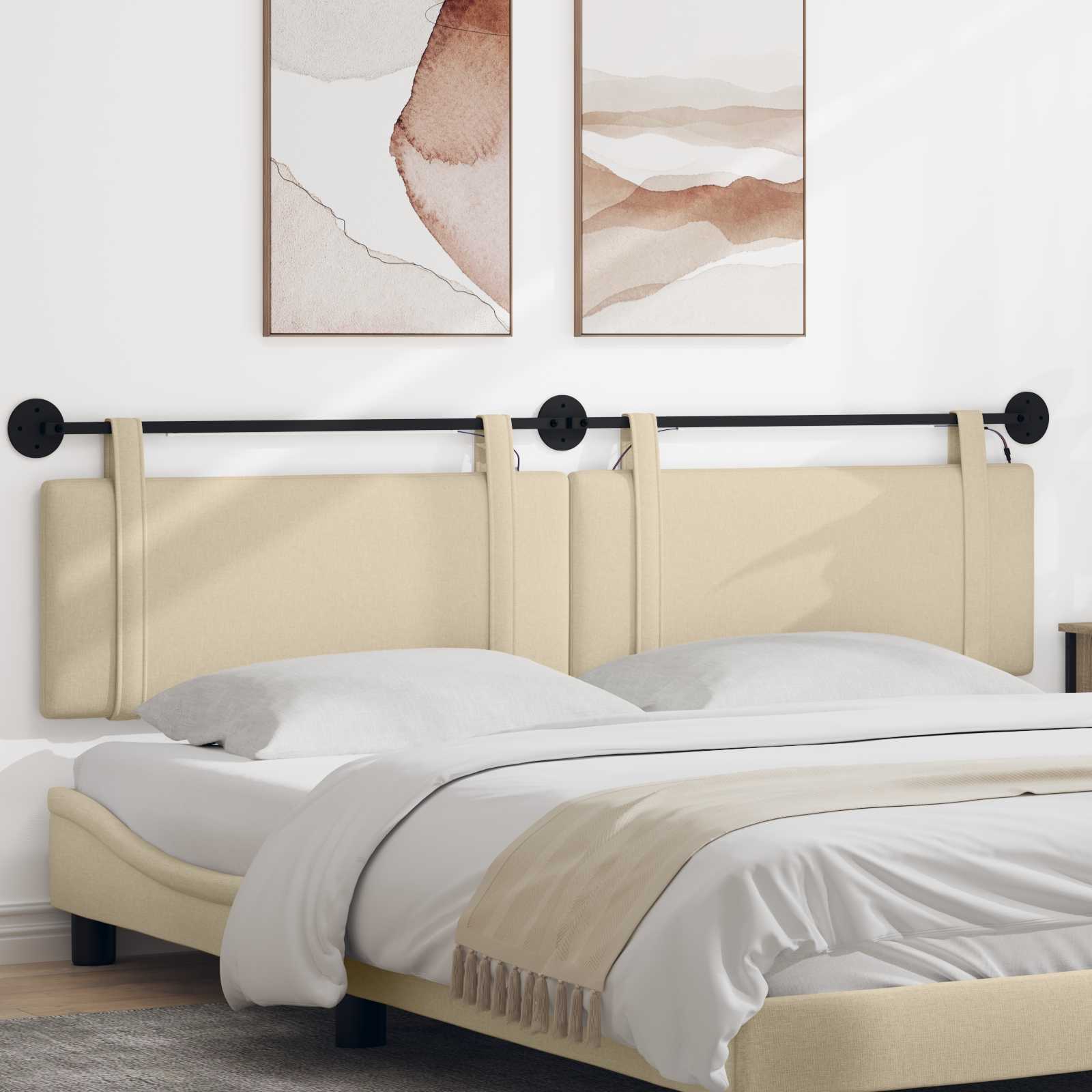 Tête de lit suspendue Avec lumière LED Crème Tissu - XIOS