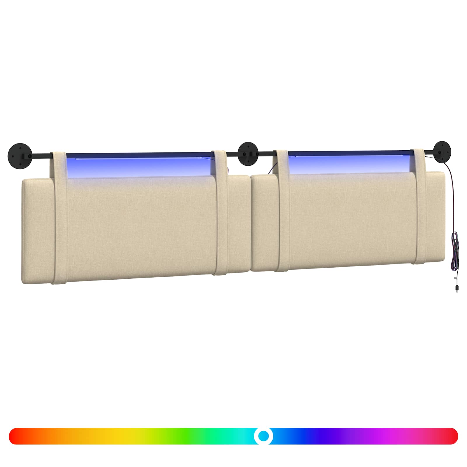 Tête de lit suspendue Avec lumière LED Crème Tissu - XIOS
