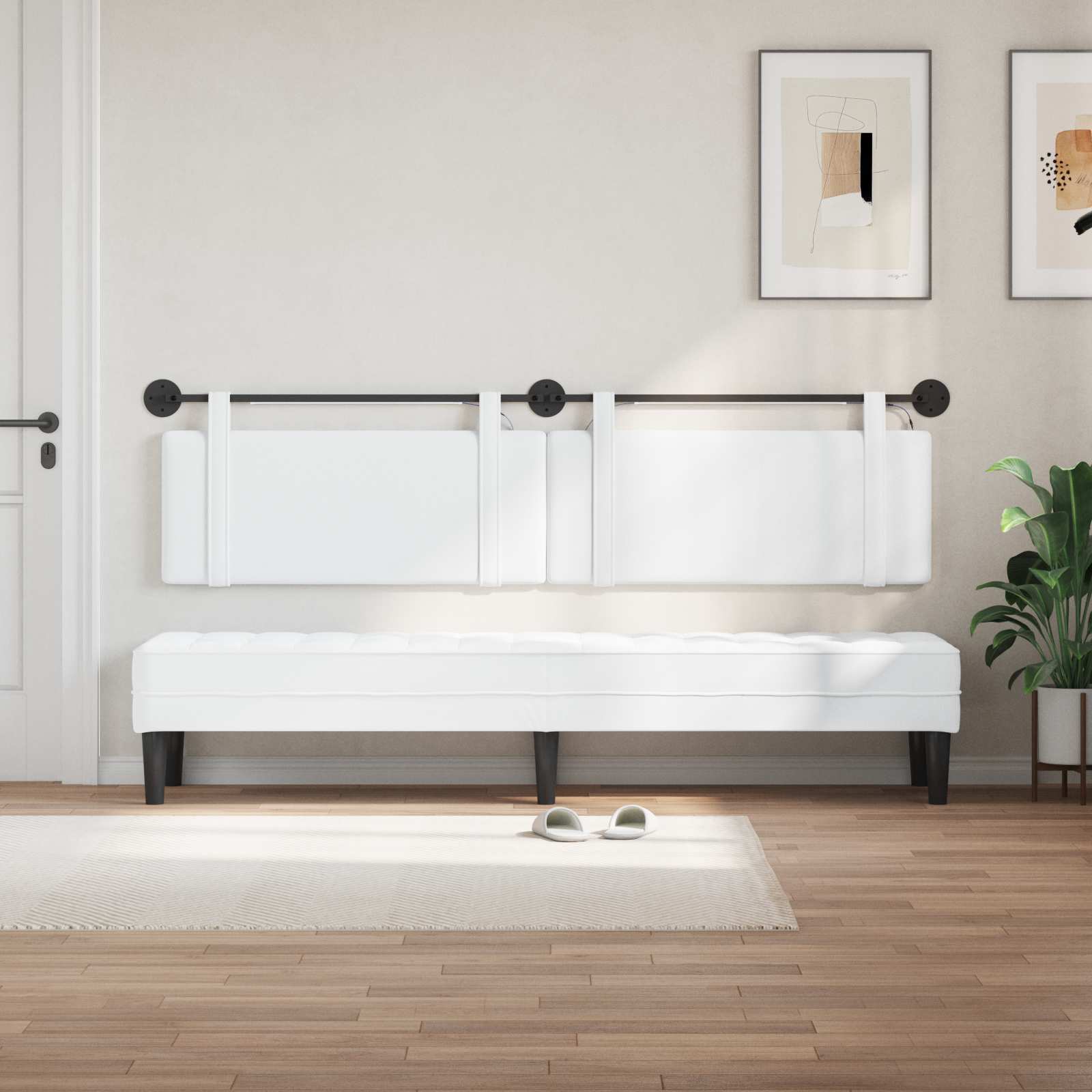 Tête de lit suspendue Avec lumière LED Blanc Tissu - XIOS